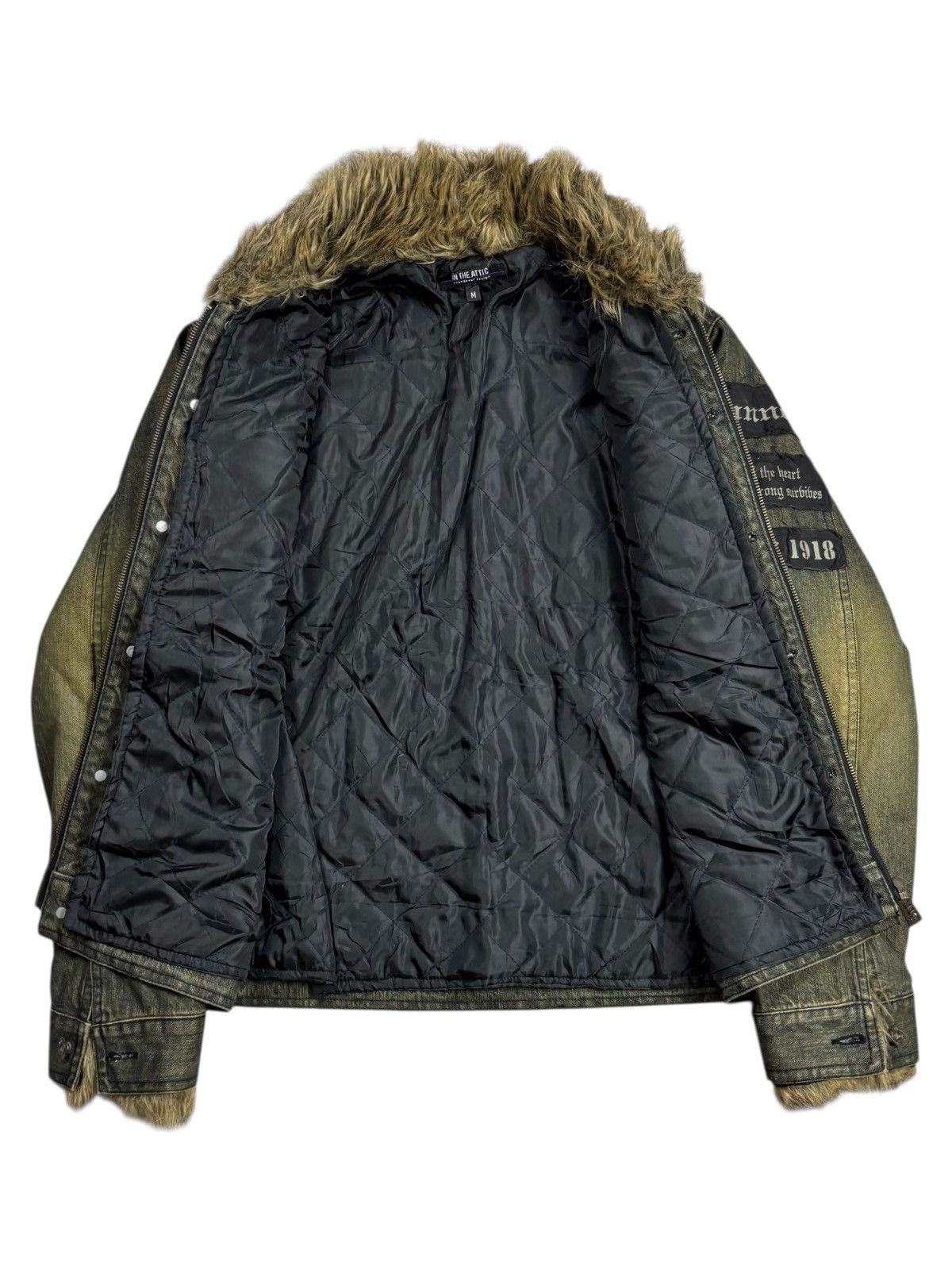 Tornado Mart 2000s In The Attic Fur Collar Mud Wash Patchwork Denim Jaket Size US M / EU 48-50 / 2 - 2 Thumbnail