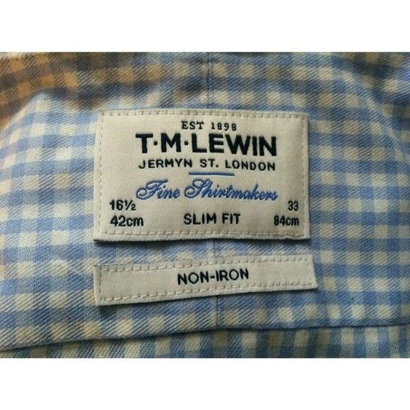 T.M. Lewin T.M.LEWIN MEN'S LIGHT BLUE COTTON DRESS SHIRT SIZE:16.5/33 Size US L / EU 52-54 / 3 - 4 Thumbnail