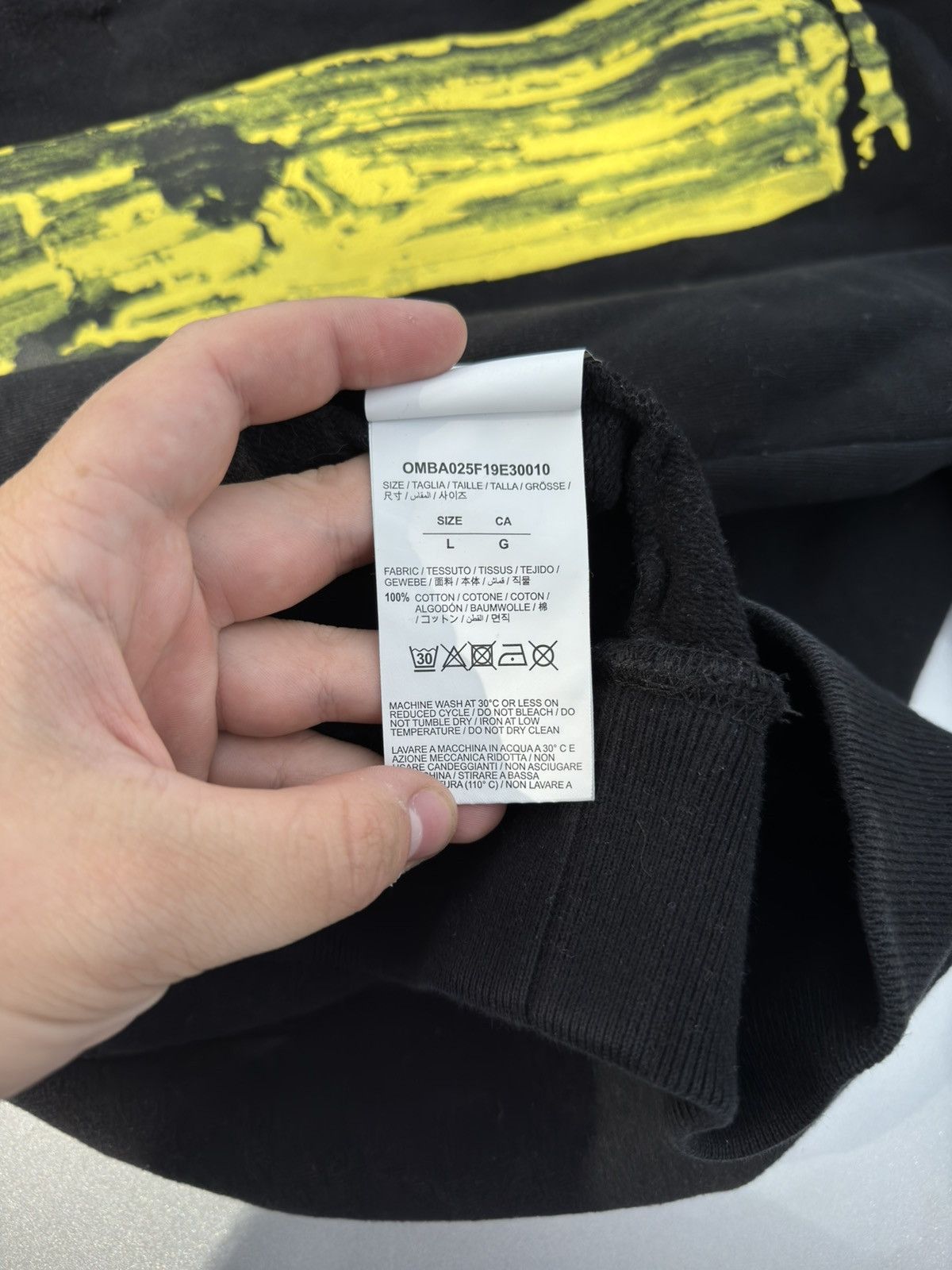 Off-White Off White Yellow Black Acrylic Arrow Logo Sweathsirt Size US L / EU 52-54 / 3 - 8 Thumbnail