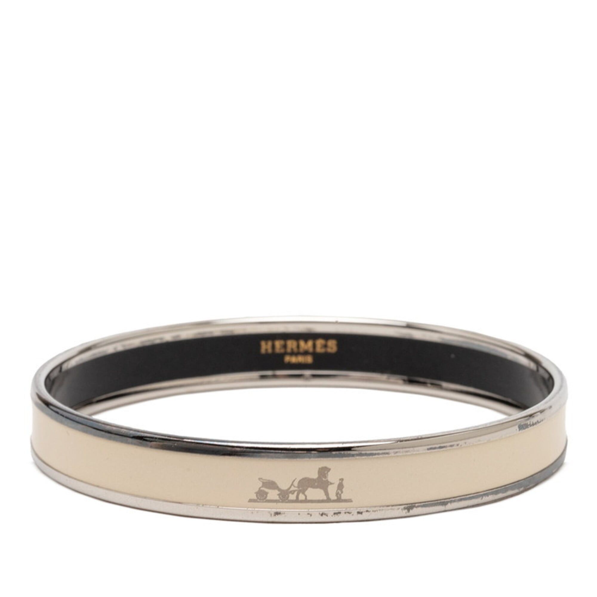 Hermes Hermes Email PM Bangle, Silver, Ivory Metal Enamel, Women's Size ONE SIZE - 1 Thumbnail
