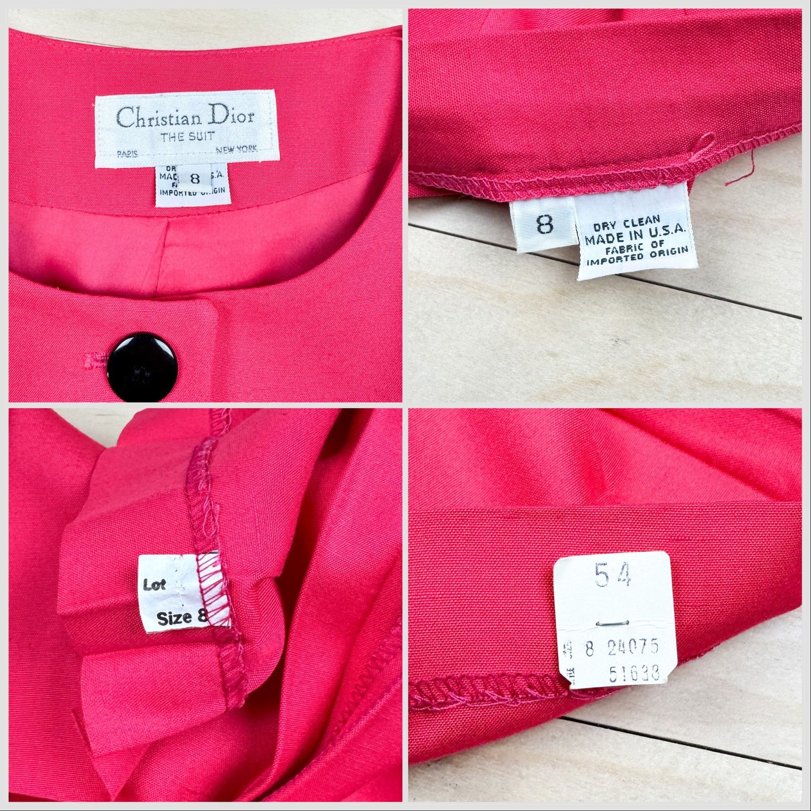 Christian Dior Monsieur × Dior × Vintage Vintage 1980s Hot Pink 2-Piece Jacket and Skirt Set Size 27" / US 4 / IT 40 - 5 Thumbnail