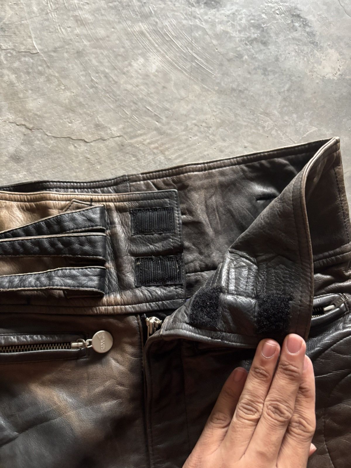 Japanese Brand KOMINE LEATHER PANT MOTORSPORT SUPER SICK FADED PATINA Size US 32 / EU 48 - 6 Thumbnail