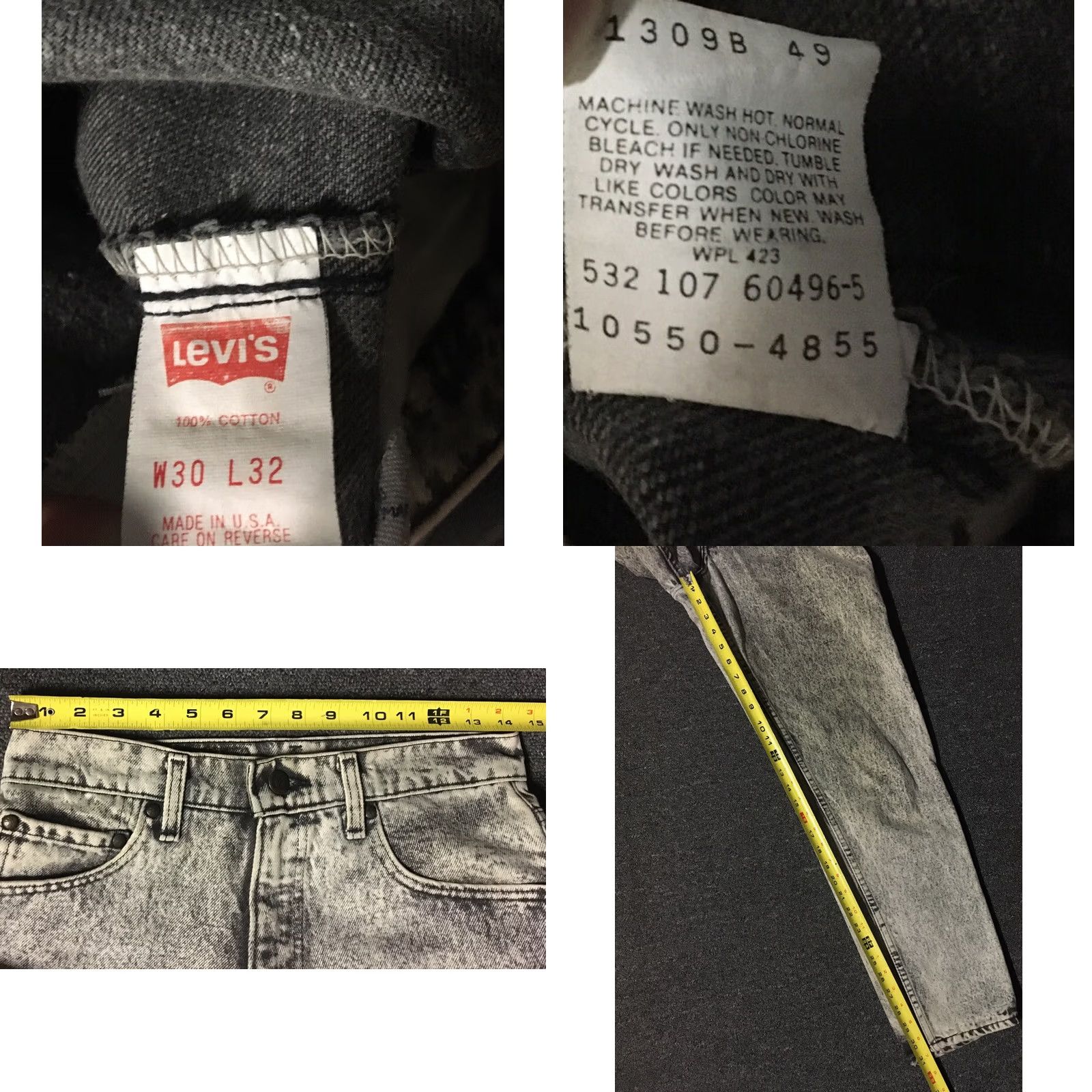 Levi's VINTAGE Levi's Jeans 550 Acid Wash Gray 28/31 USA 80s 90s Grunge Punk Trucker Rock Retro Mens Jeans Size US 28 / EU 44 - 8 Thumbnail