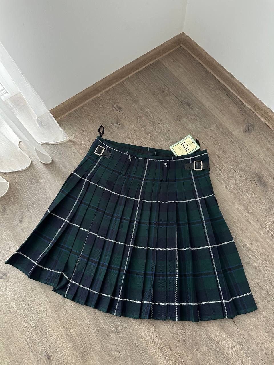 Vintage Vintage Scottish Highland Woven Green Cell Skirt Kilt Size 30" / US 8 / IT 44 - 2 Thumbnail