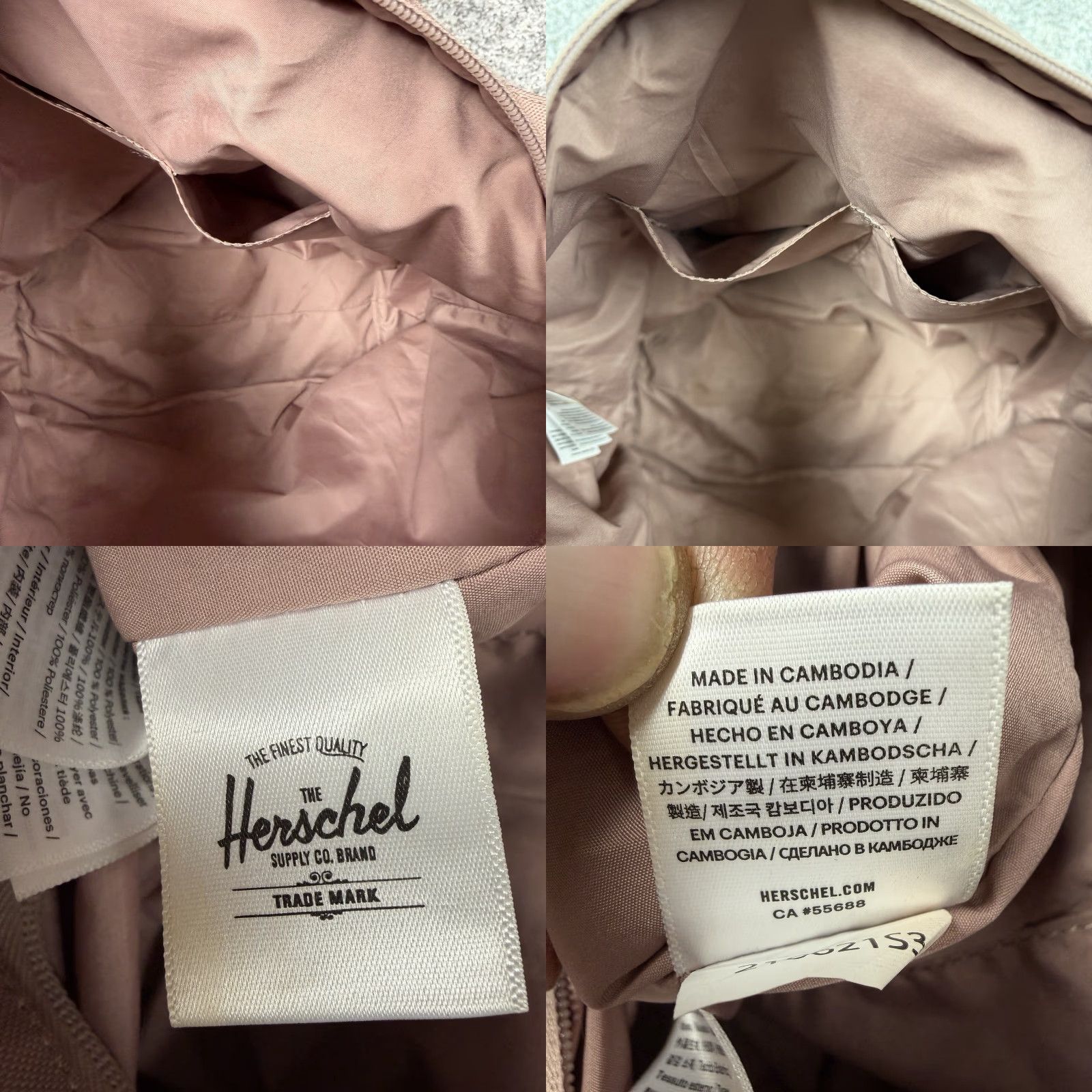 Vintage Herschel Tote Bag Mica Ash Rose Pink Canvas 17.5x6 Large Travel School Everyday Womens Size ONE SIZE - 8 Thumbnail
