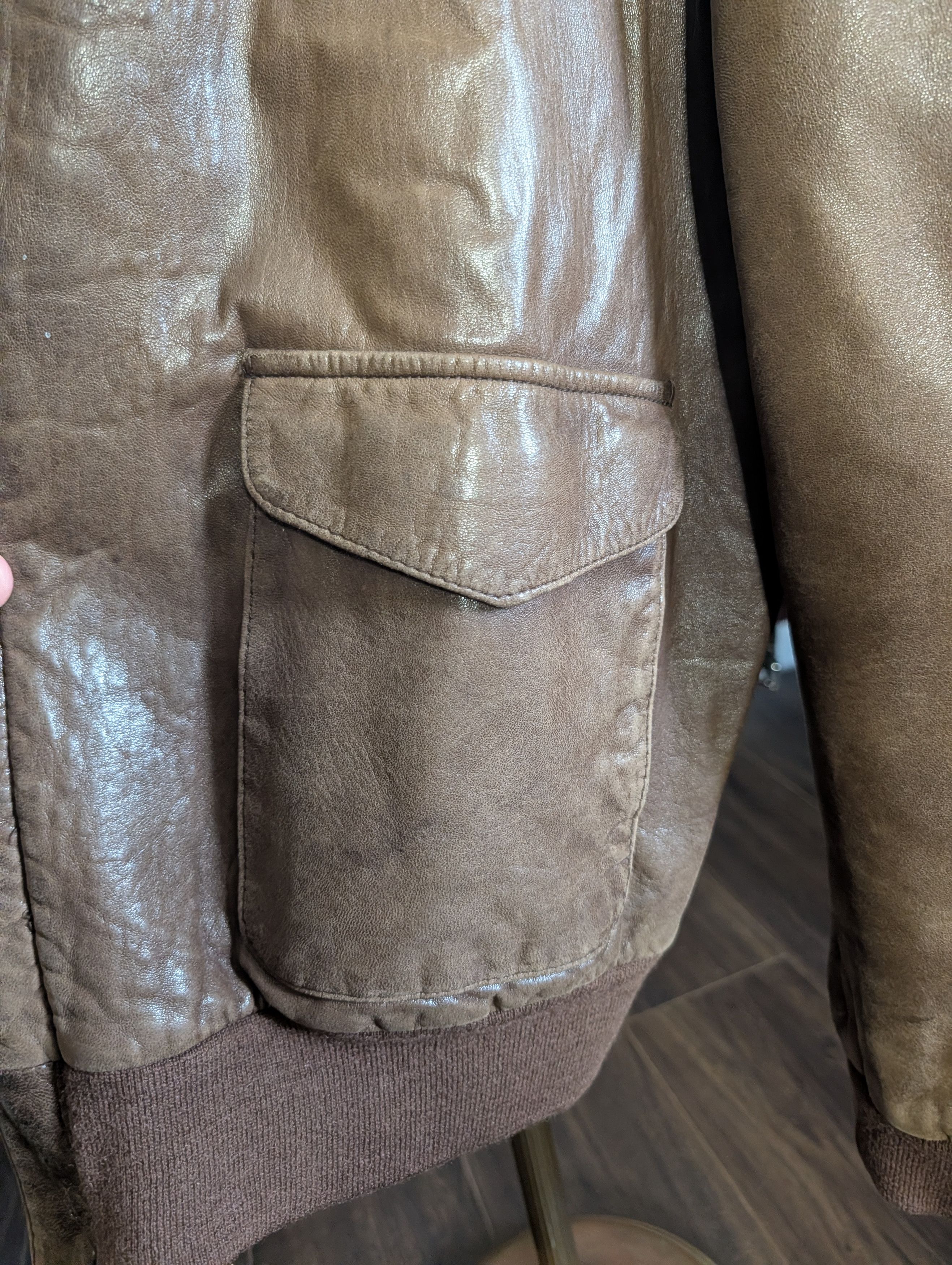 Vintage Rosenthal & Truitt leather A-2 tweed lined bomber jacket Size US XL / EU 56 / 4 - 3 Thumbnail