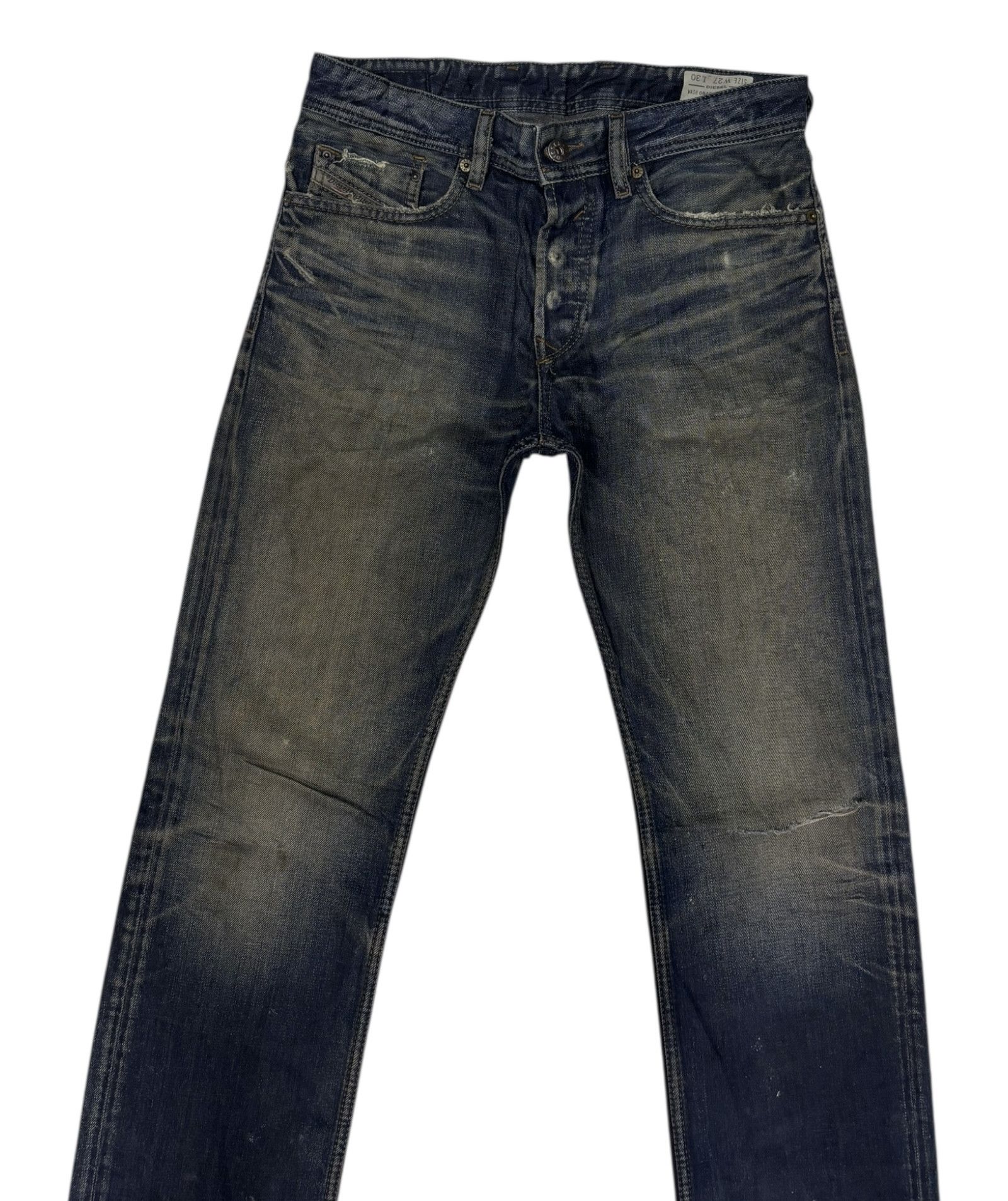 Diesel × Le Grande Bleu (L.G.B.) Vintage Diesel Waxed Distress Denim Jeans Regular Straight Size US 29 - 5 Thumbnail