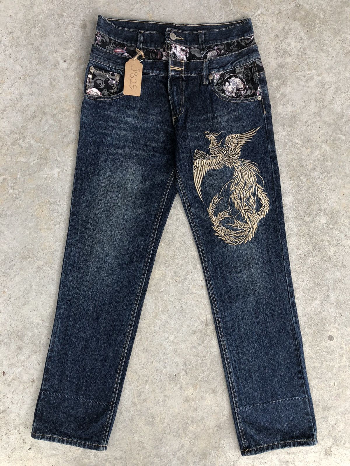 Japanese Brand Japanese Phoenix Embroidered Jeans Double Waist Jeans Size US 32 / EU 48 - 1 Thumbnail