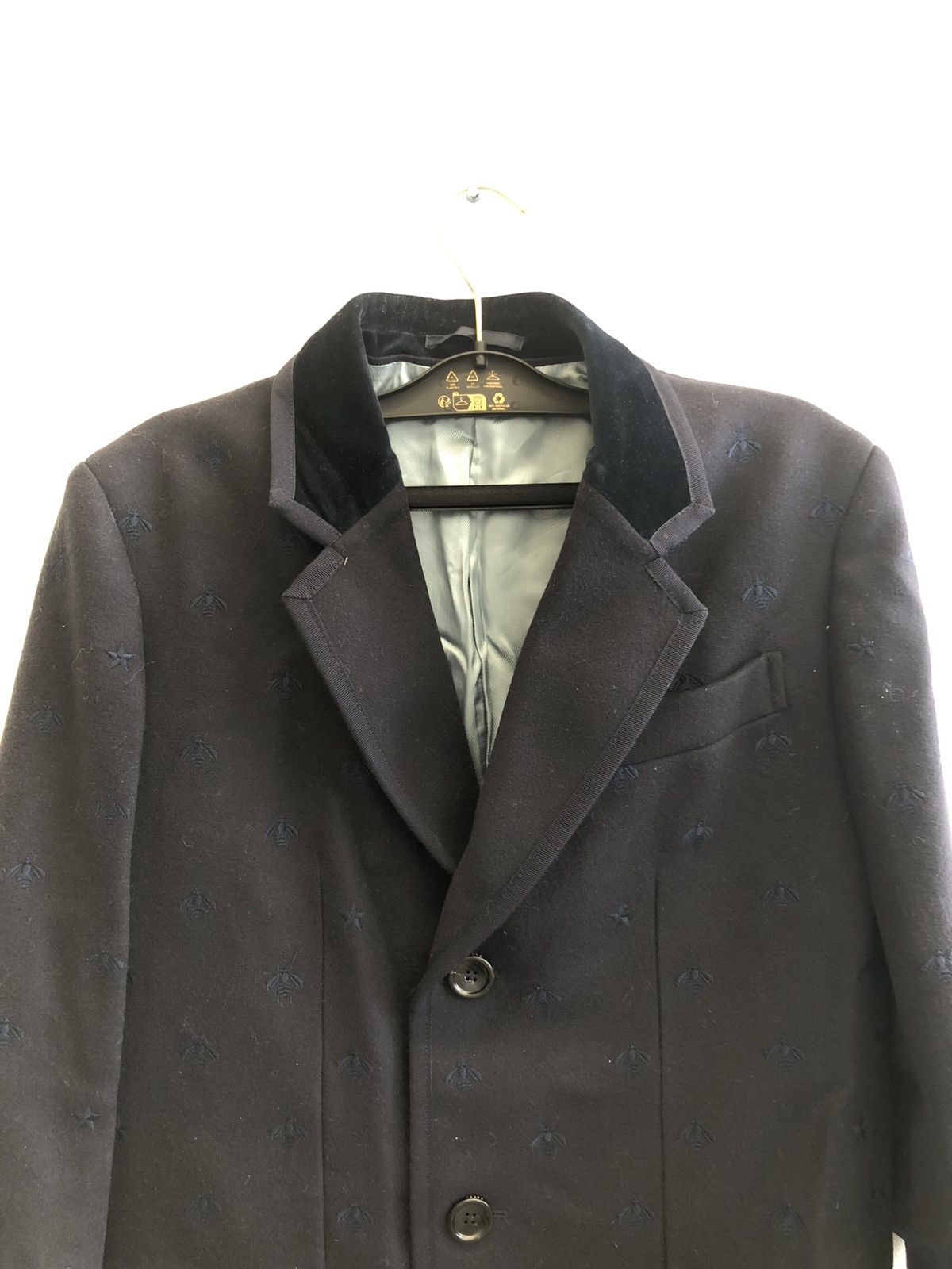 Gucci Gucci Gray All-Over Bee Embroidery Wool Overcoat 44R Size US S / EU 44-46 / 1 - 2 Thumbnail