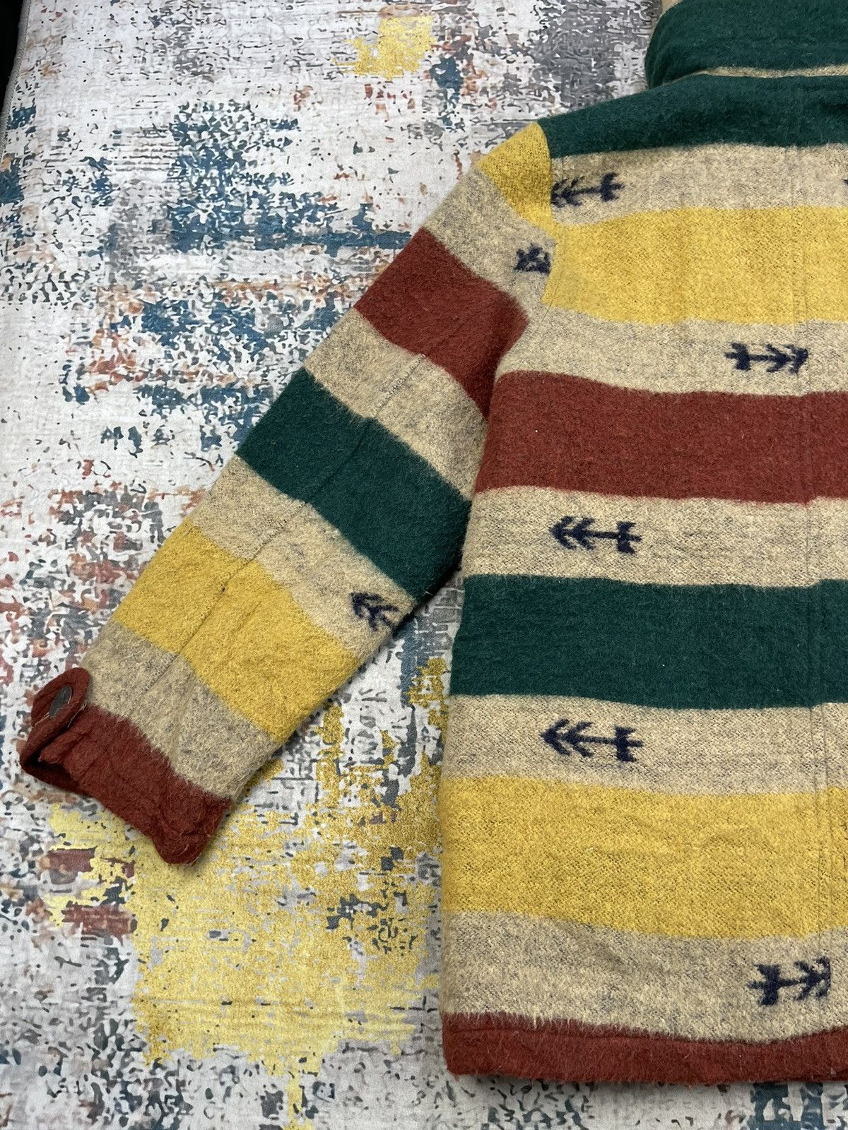 Japanese Brand Titicaca Arrow Native Stripe Double Breasted Hooded Coats Size S / US 4 / IT 40 - 5 Thumbnail