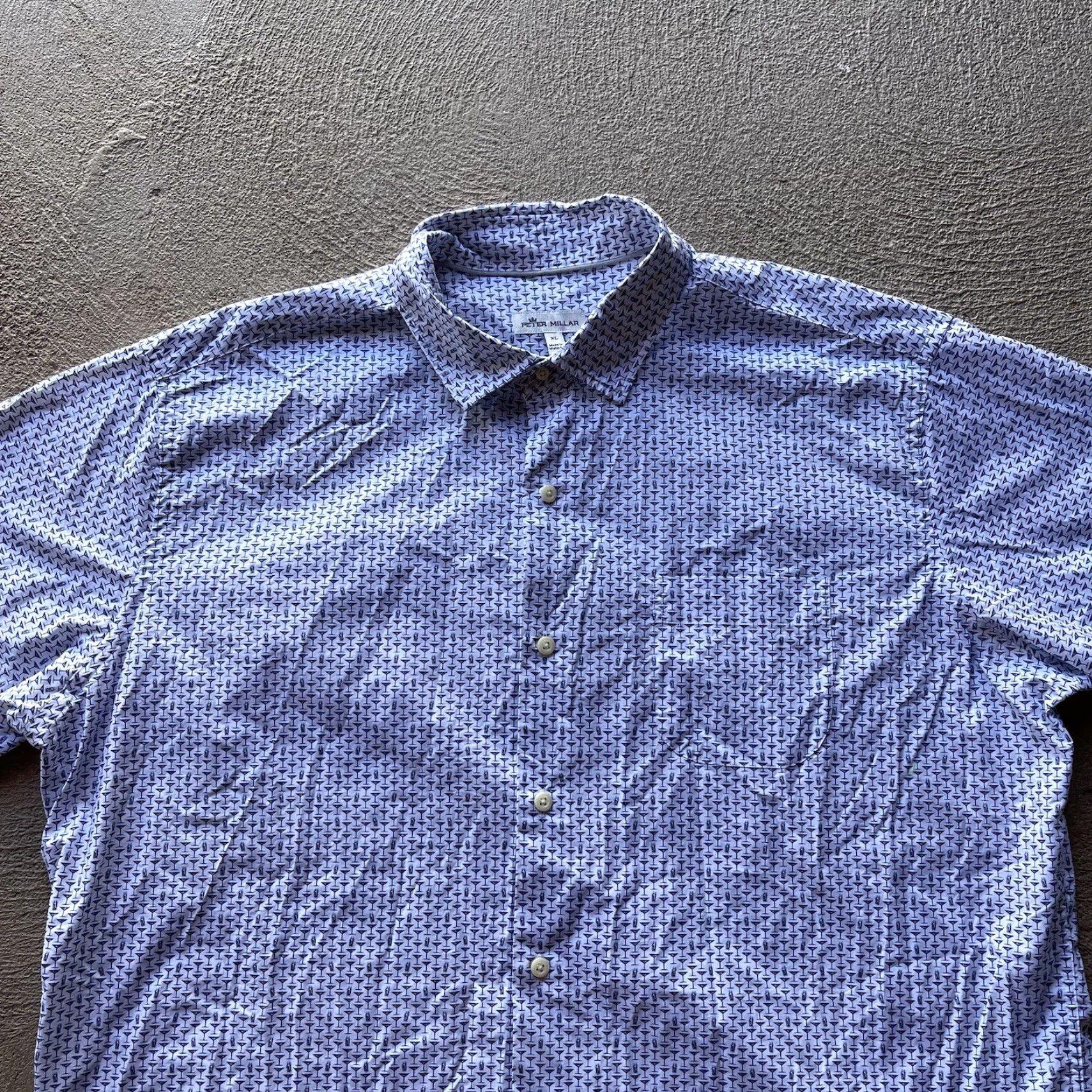 Peter Millar Peter Millar Button-Up Shirt Mens XL White Blue Graphic Print Casual Stretch Golf Size US XL / EU 56 / 4 - 3 Thumbnail