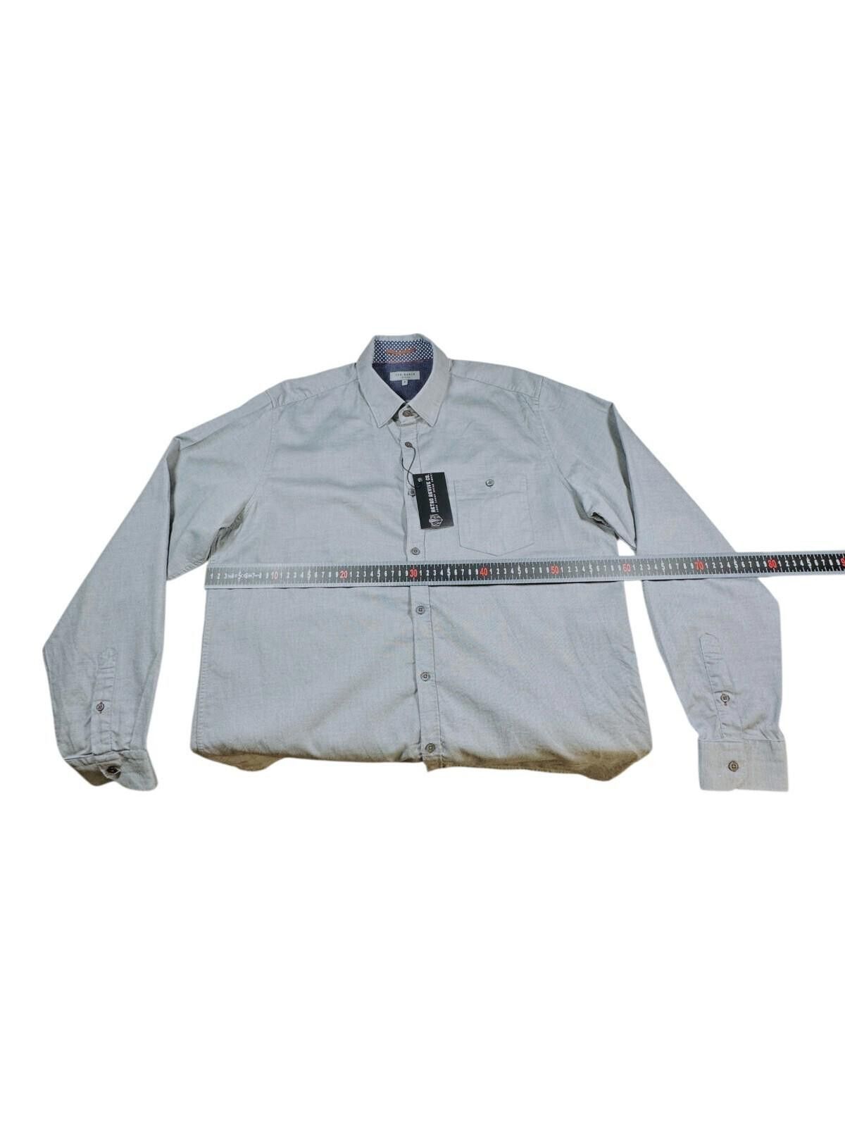 Ted Baker Ted Baker 6 Shirt Men's UK Size 2XL Grey Button Pocket Size 48R - 8 Thumbnail