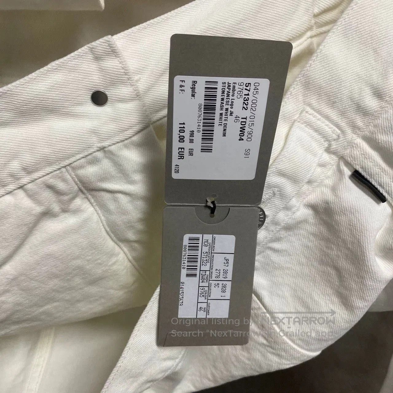 Balenciaga white embroidered logo denim jacket. Size US M / EU 48-50 / 2 - 1 Thumbnail