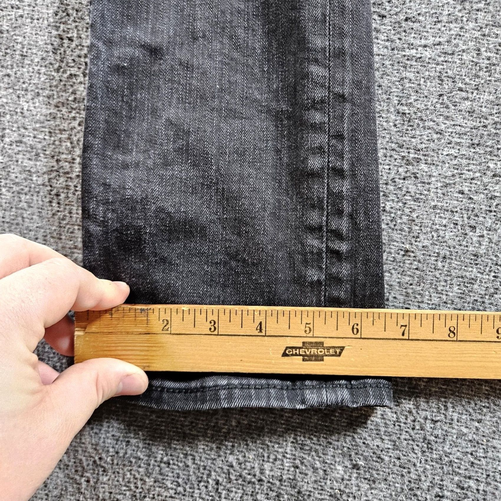 Vintage Rock Revival Jeans Womens 29 Gray Charcoal Denim 29x31 Straight Low Rise Slim 5-Pocket Buttons Embroidered Logo Vintage No Size 29" - 7 Thumbnail