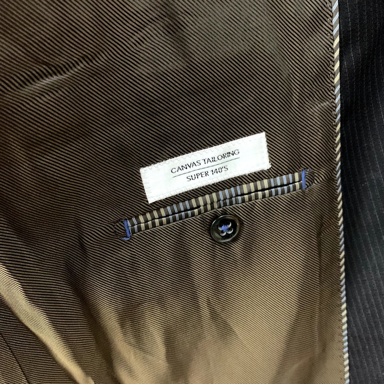 Jhane Barnes Jhane Barnes Brown Pinstripe Blazer Sport Coat Wool 46 46R Size 46R - 8 Thumbnail