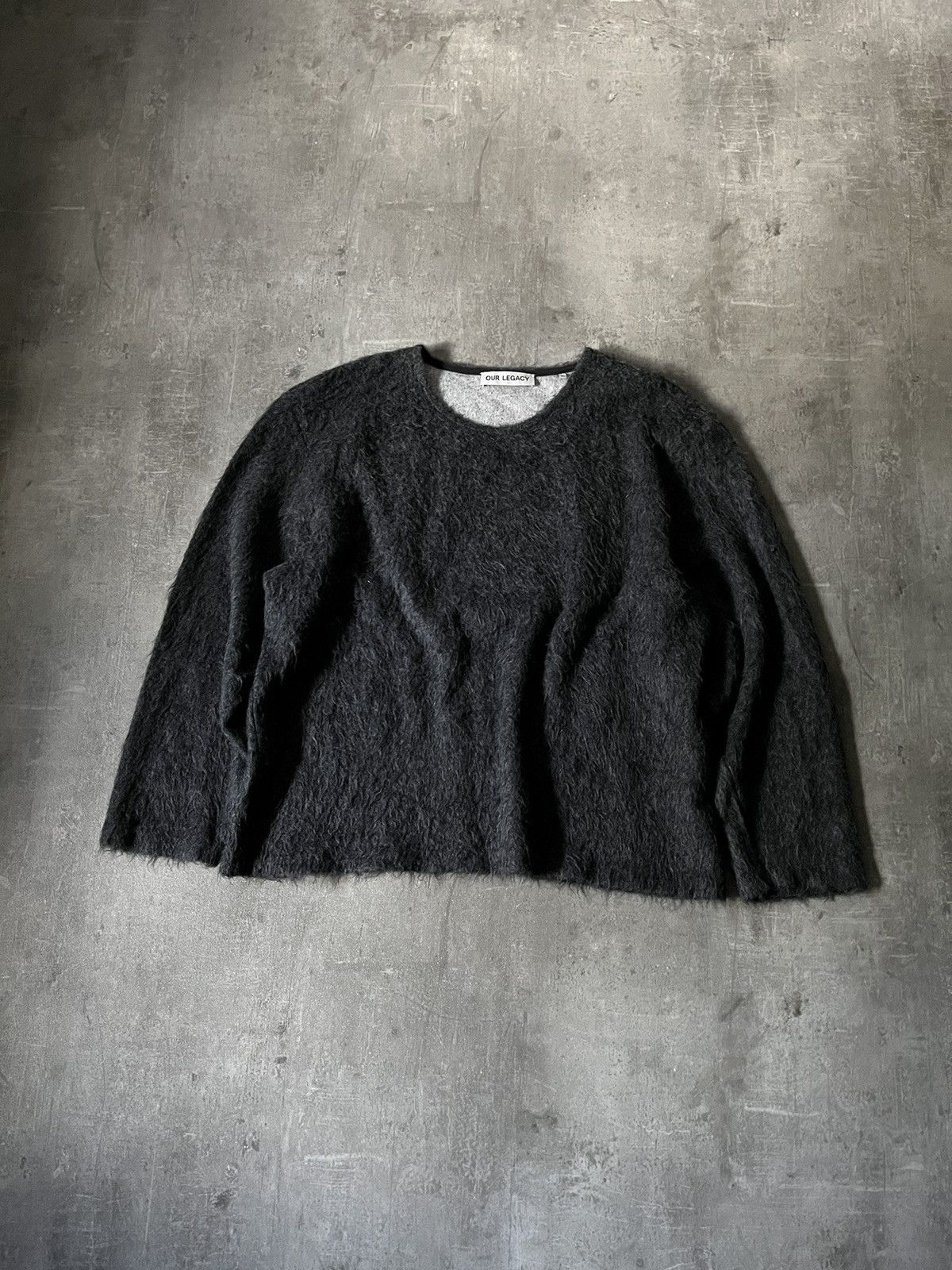 Our Legacy Our Legacy double Lock U neck fuzzy grey sweatshirt | Grailed