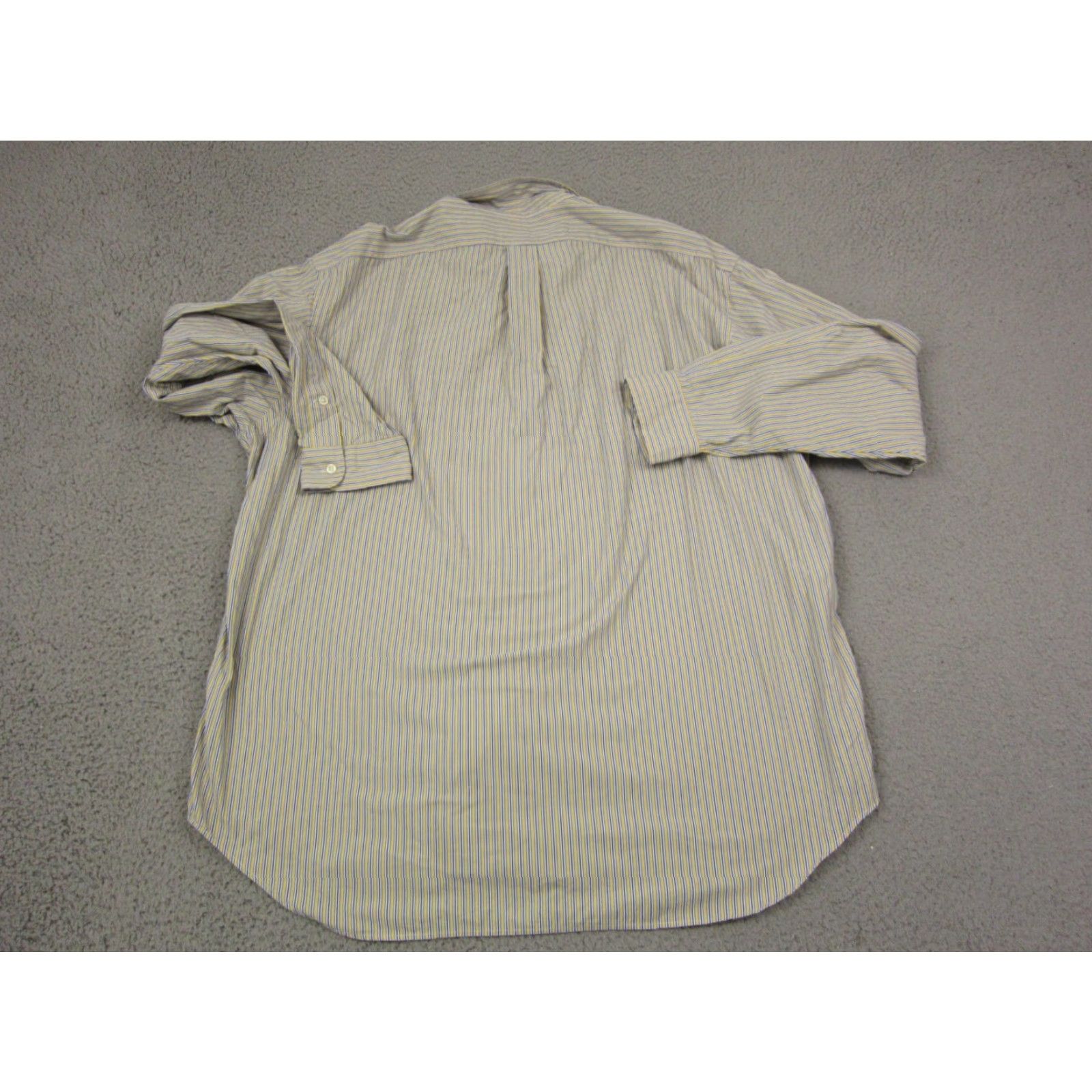 Ralph Lauren VINTAGE? No, it's Not Vintage. So: Ralph Lauren Shirt Adult XL Yellow Blue Pony Striped Button-Up Cotton Logo Pockets Classic Mens Size US XL / EU 56 / 4 - 7 Thumbnail