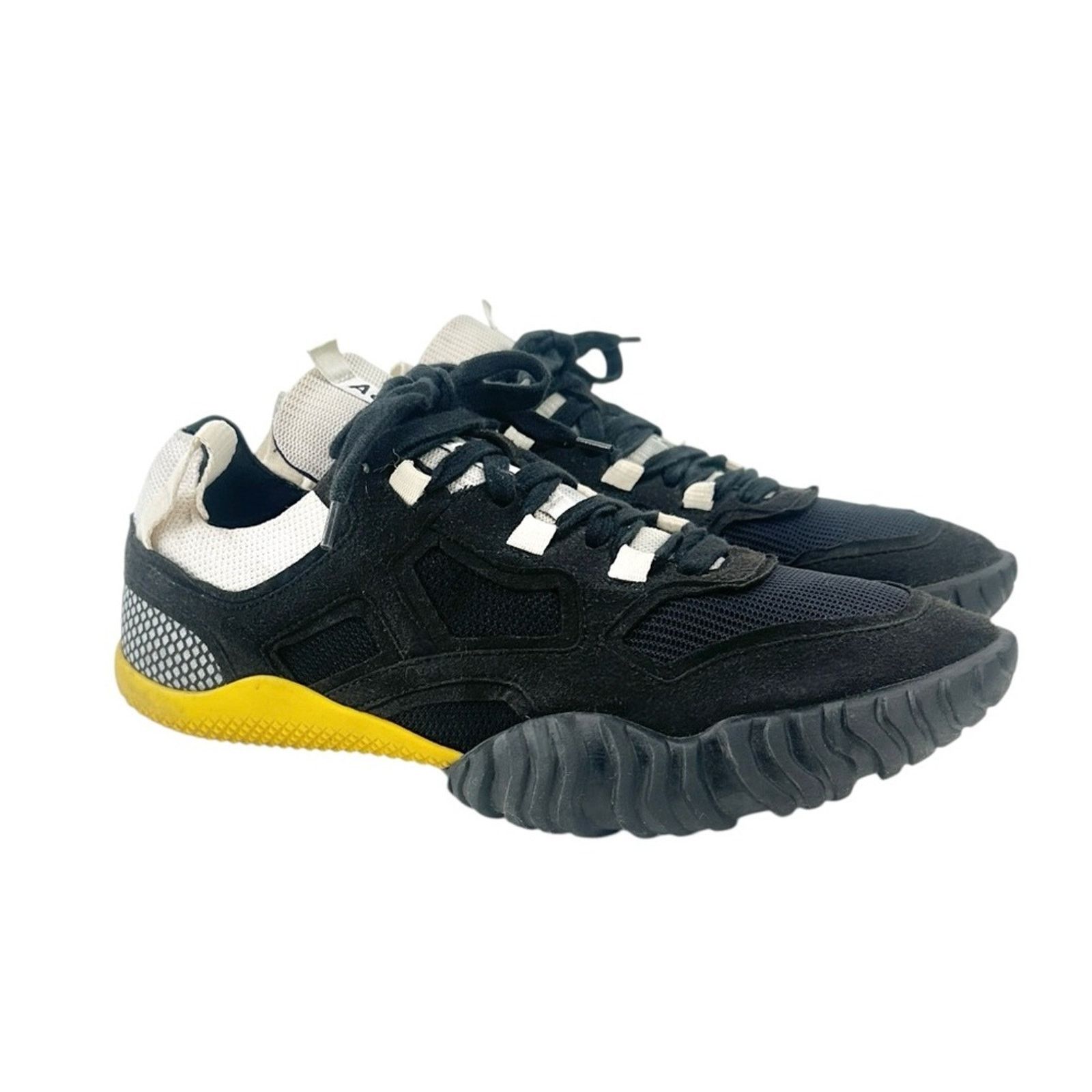 Acne Studios Berun Black White Yellow Mesh & Suede Lace Up Sneakers Size US 8 / EU 41 - 1 Thumbnail