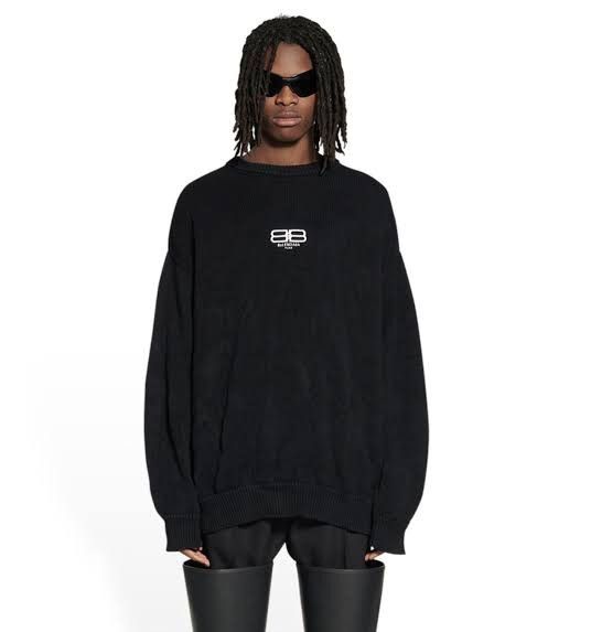 Balenciaga BB Logo Embroidered Oversized Crewneck Knit Sweater Size US L / EU 52-54 / 3 - 5 Thumbnail