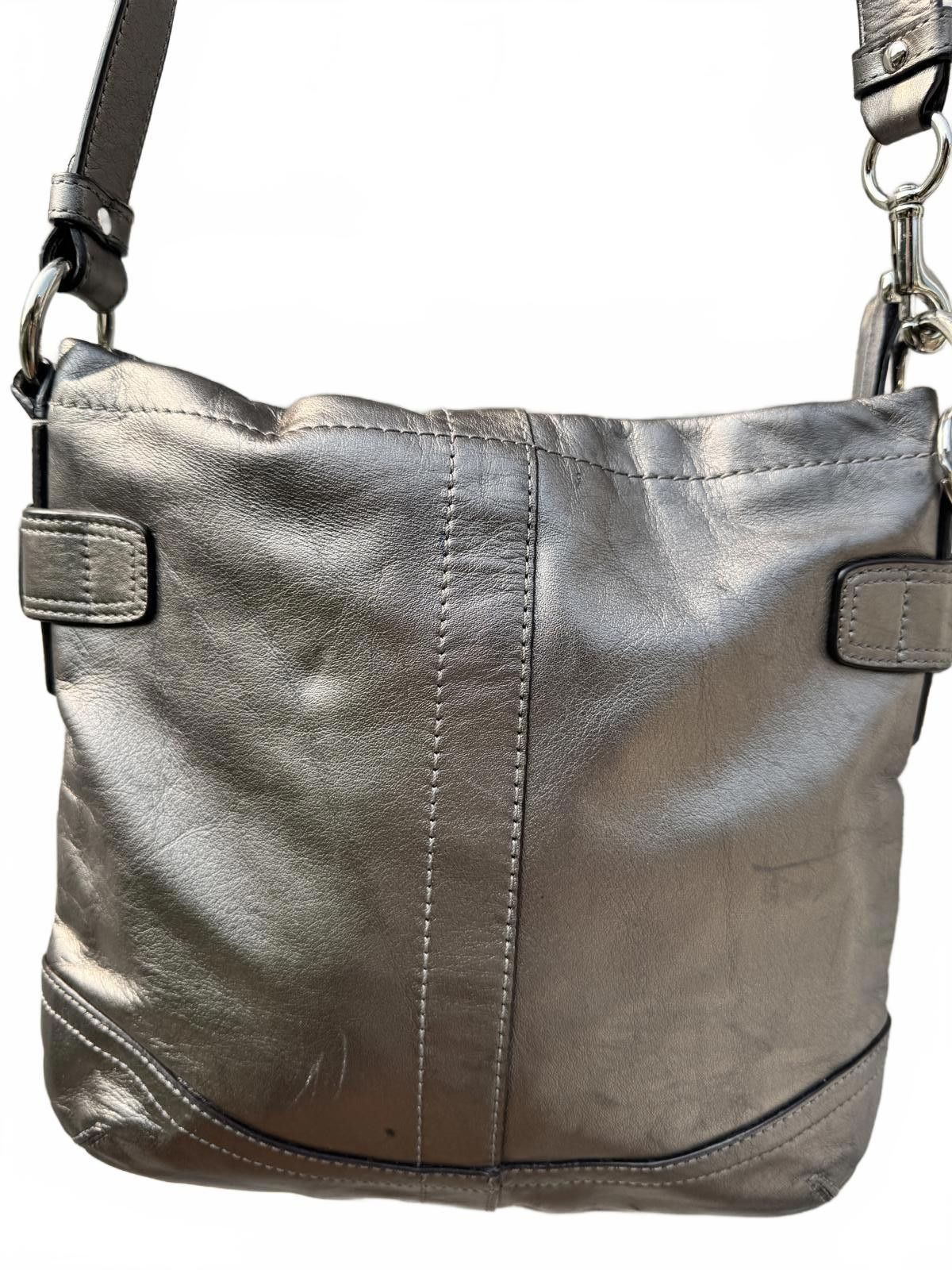 Coach Women's Metallic Silver Crossbody Coach Bag w/ Chain Detail Size ONE SIZE - 6 Thumbnail