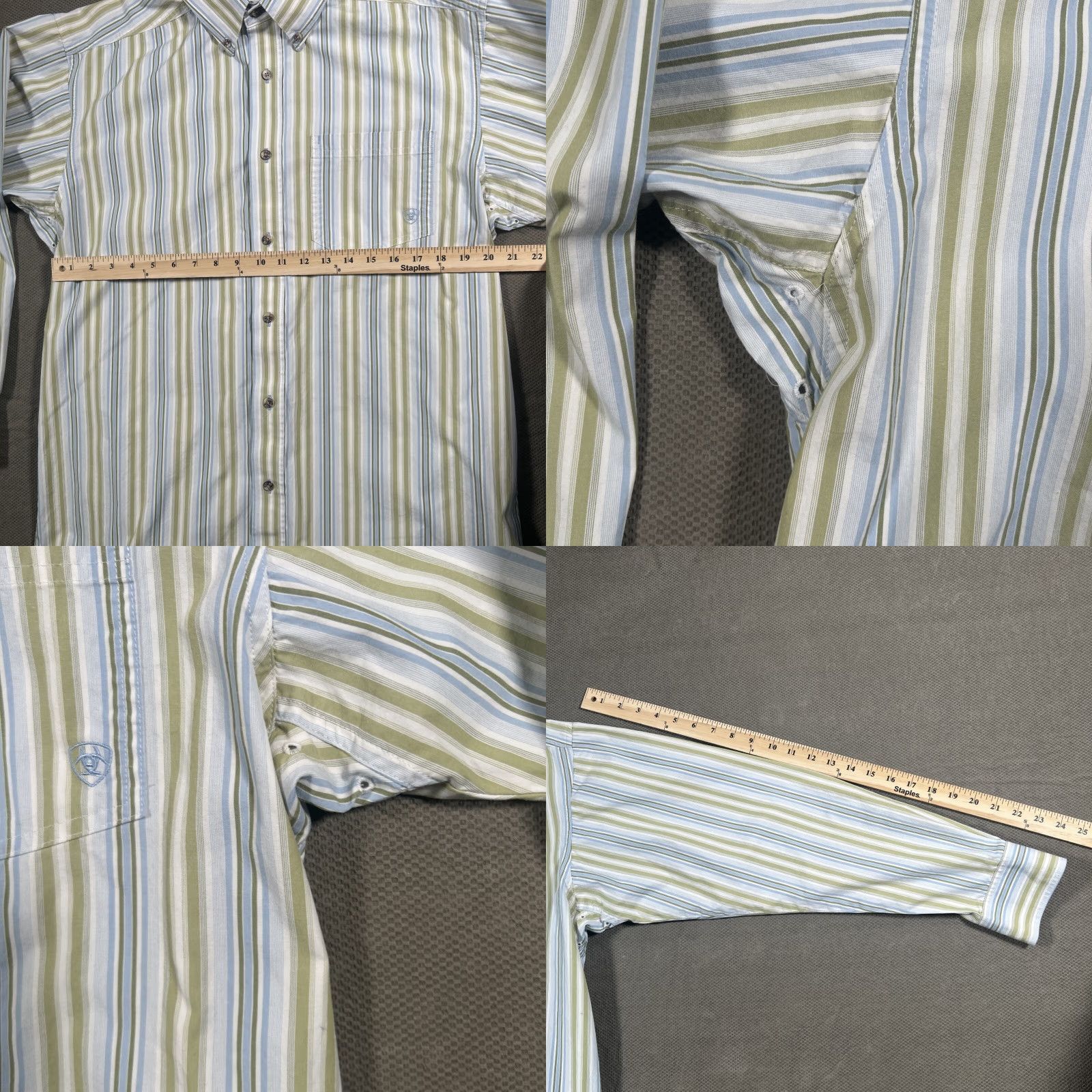 Ariat Ariat Button Down Long Sleeve Shirt Mens M Striped Blue Green Pattern Size US M / EU 48-50 / 2 - 8 Thumbnail
