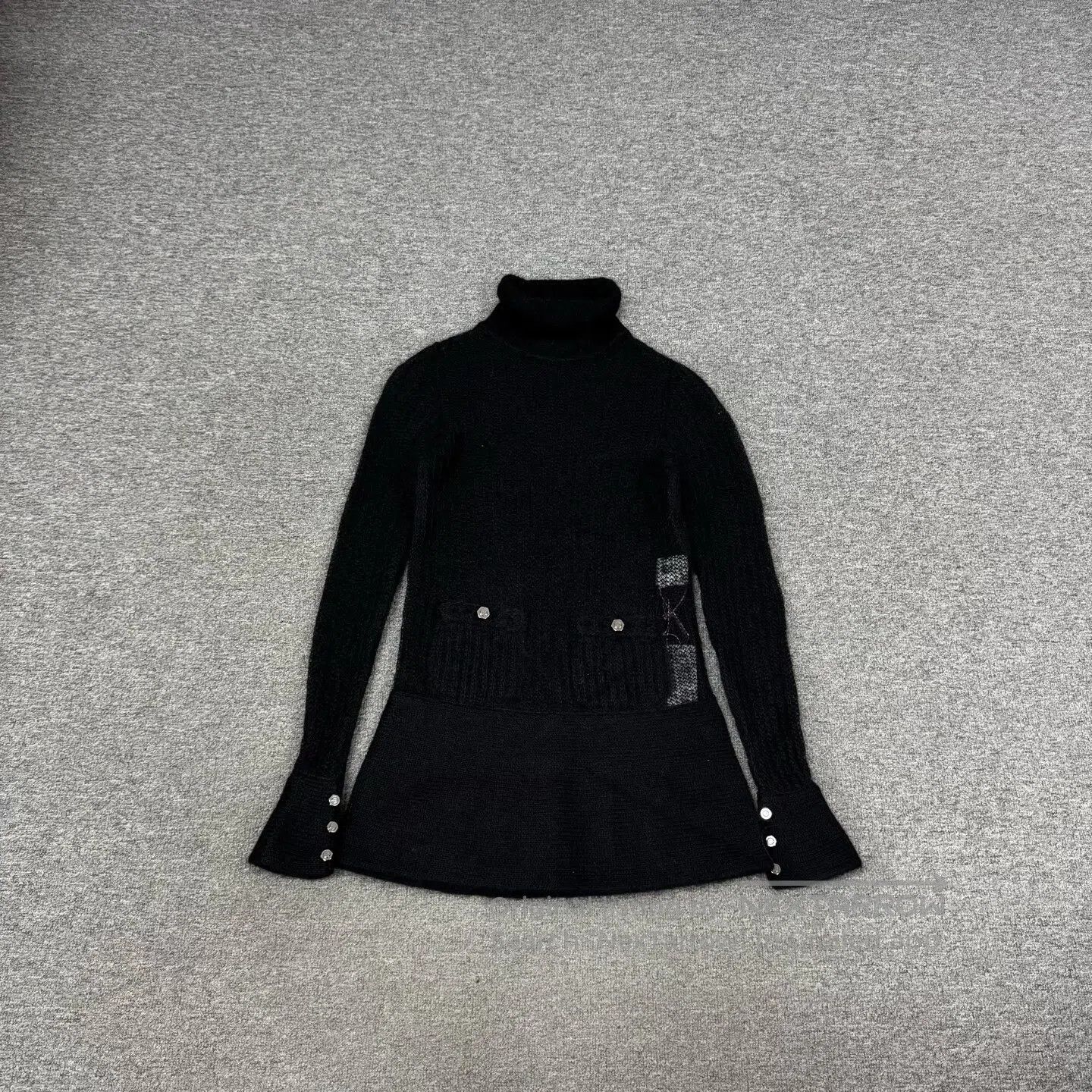 Chanel Chanel size 34 Black knitted dress with a high neckline| Size S / US 4 / IT 40 - 1 Thumbnail