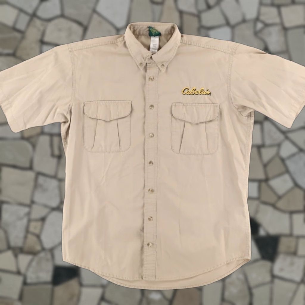 Vintage Cabelas Outfitter Employee Cotton Blend Solid Button Down Shirt Tan Men's LT Shirt Adult Mens Size US L / EU 52-54 / 3 - 1 Thumbnail