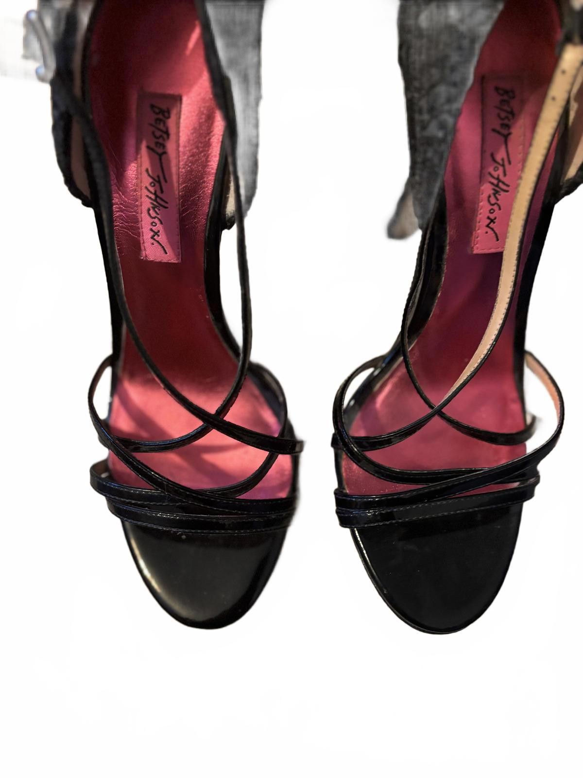 Other VINTAGE! Betsey Johnson Black Strappy Lace High Heel Sandals Size US 7 / IT 37 - 6 Thumbnail