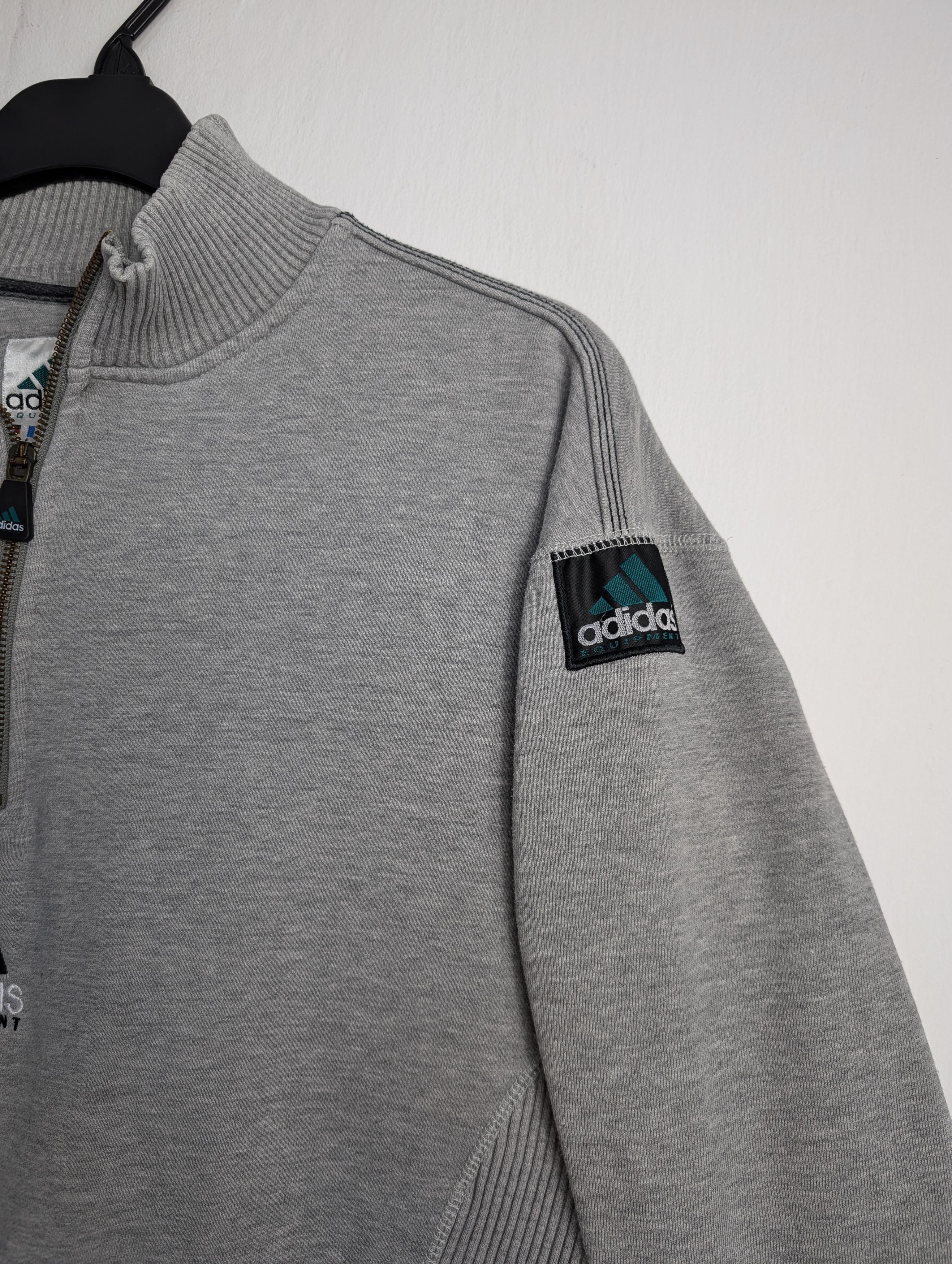 Adidas Vintage 90s Adidas Equipment 1/4 Zip Grey Sweatshirt Boxy Size US L / EU 52-54 / 3 - 3 Thumbnail