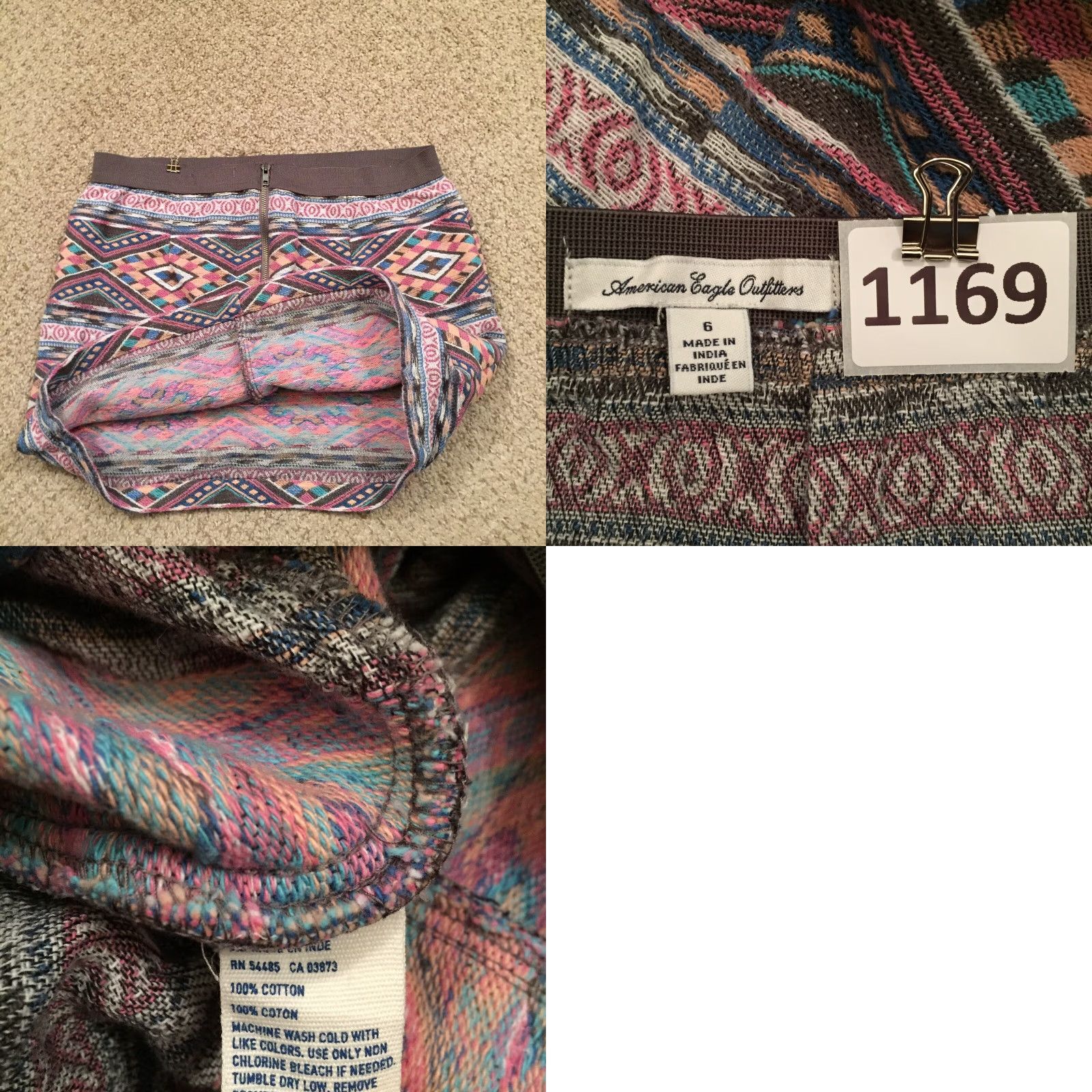 American Eagle Outfitters American Eagle Outfitters Skirt Women Short Multicolor Geometric Pencil Size 6 Size 28" / US 6 / IT 42 - 8 Thumbnail