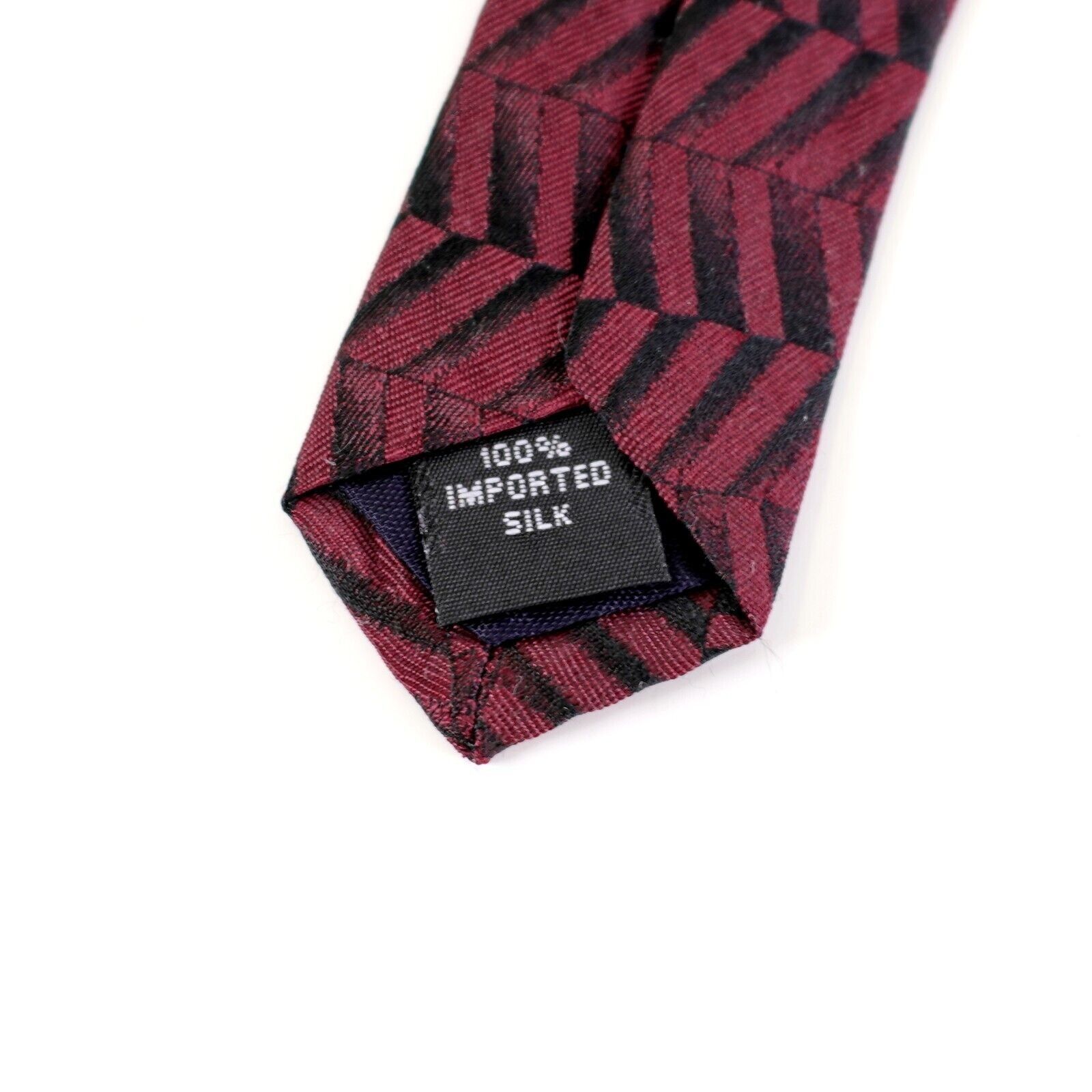 Arrow Arrow Maroon Red Geometric Herringbone Short Wide Woven Silk Size ONE SIZE - 4 Thumbnail