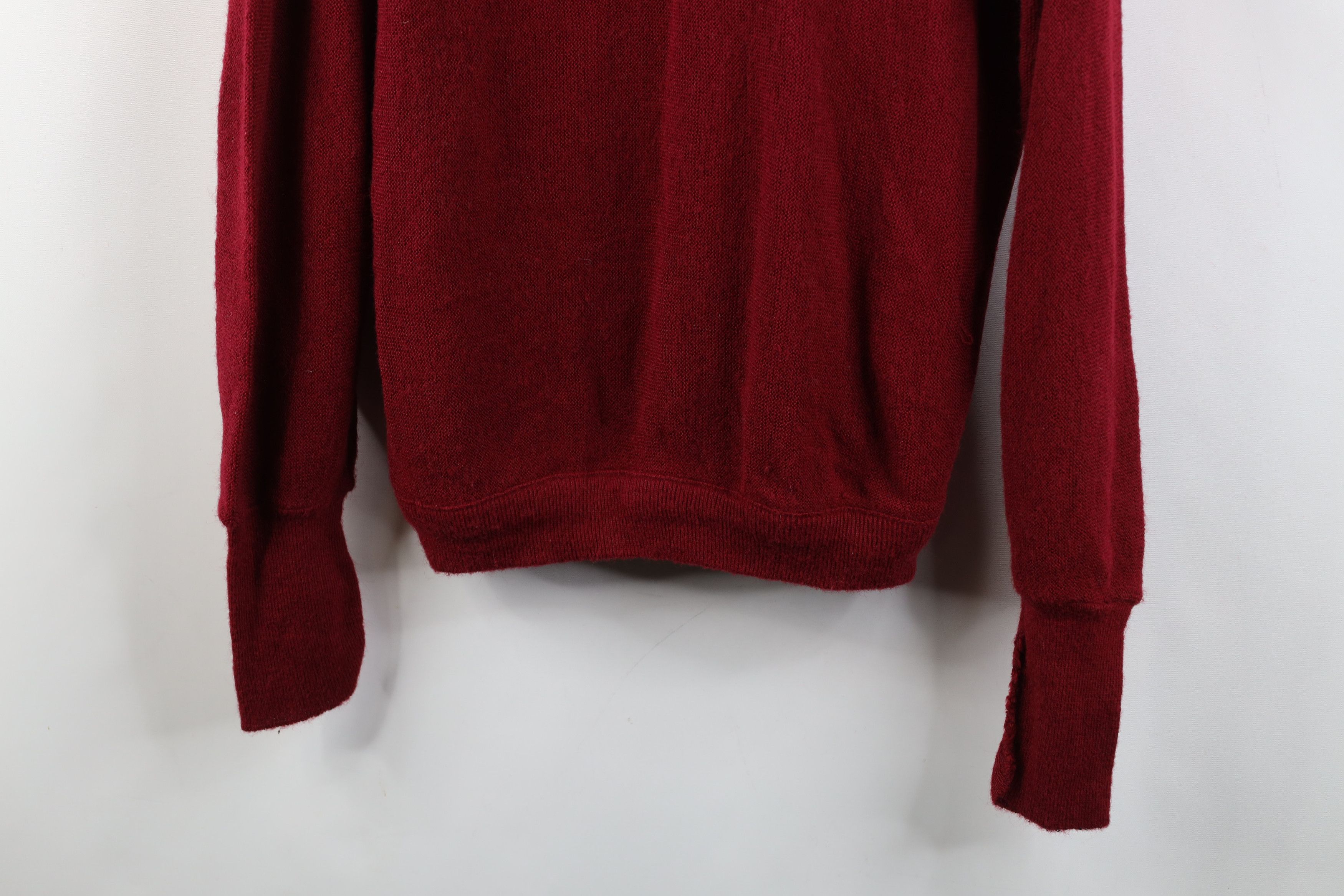 Lacoste Vintage 70s 80s Izod Lacoste Logo V-Neck Sweater Red USA Size US L / EU 52-54 / 3 - 3 Thumbnail