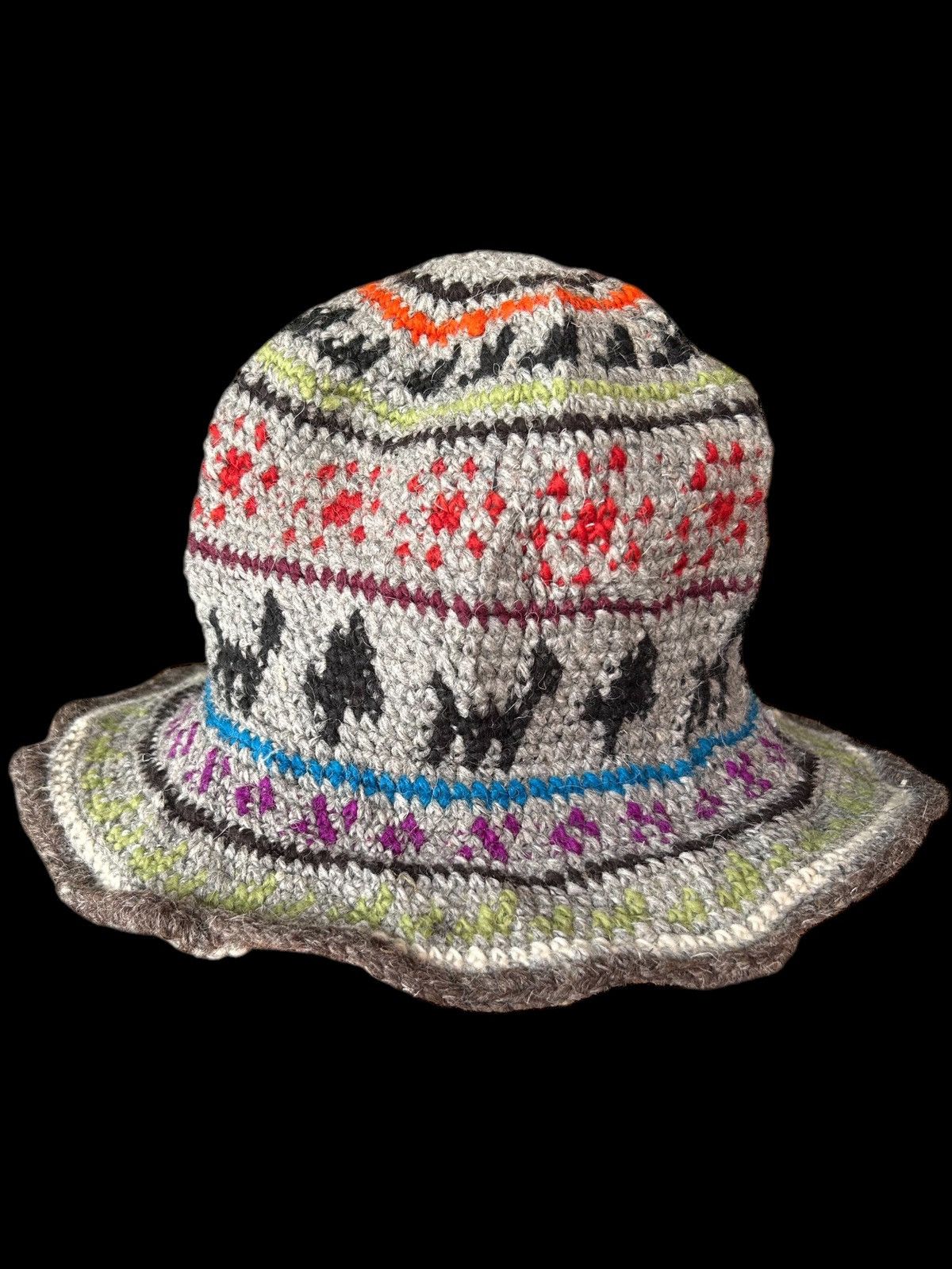 Japanese Brand × Kapital × Vintage Crochet Knitted Handmade Custom Bucket Hats Rare☠️☠️ Size ONE SIZE - 1 Thumbnail