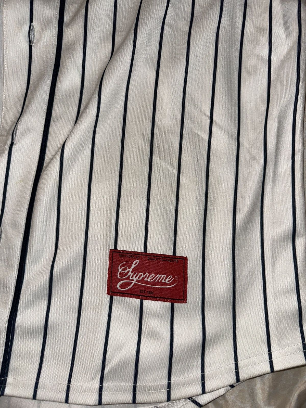 Supreme Supreme Rhinestone Baseball Jersey Pinstripe Medium (SS20) Size US M / EU 48-50 / 2 - 3 Thumbnail