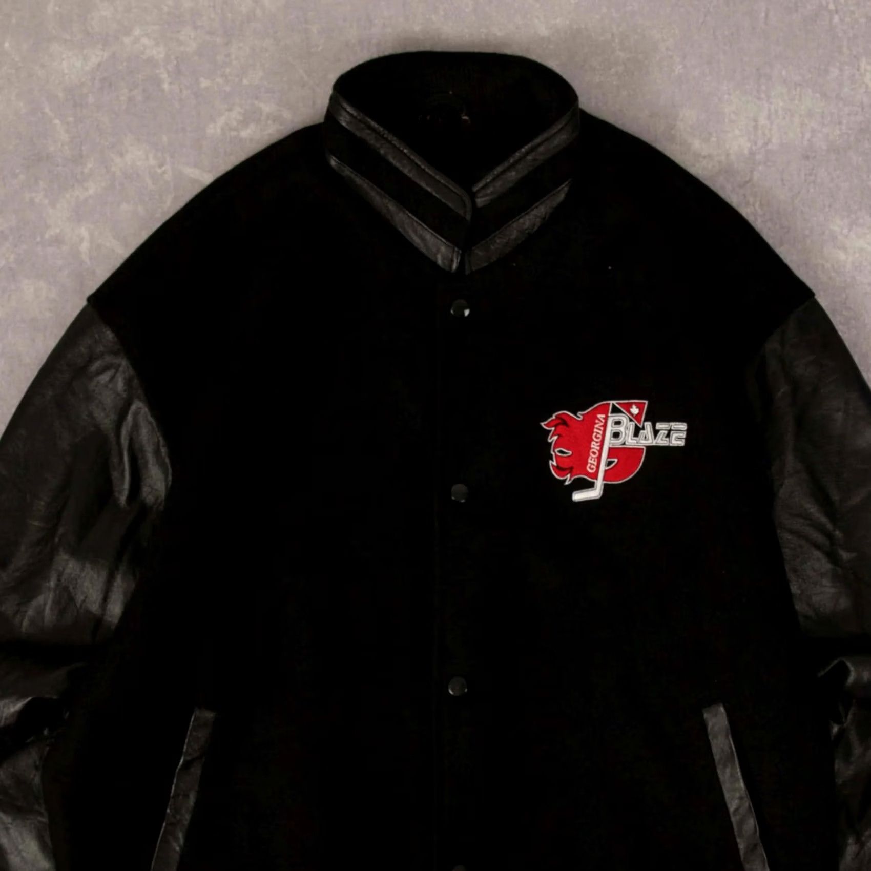 Vintage VINTAGE Georgina Blaze Wool Leather Varsity Jacket Men XL Black Size US XL / EU 56 / 4 - 3 Thumbnail