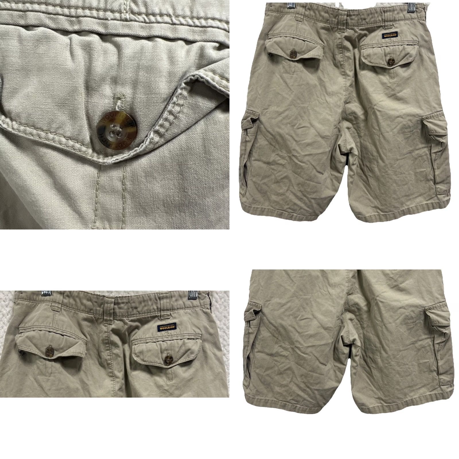 Vintage Woolrich Cargo Shorts Khaki 100% Cotton Zip Fly Casual Size 32 Mens Short Regular Rise Mid Cargo Pockets Logo Size US 32 / EU 48 - 9 Thumbnail