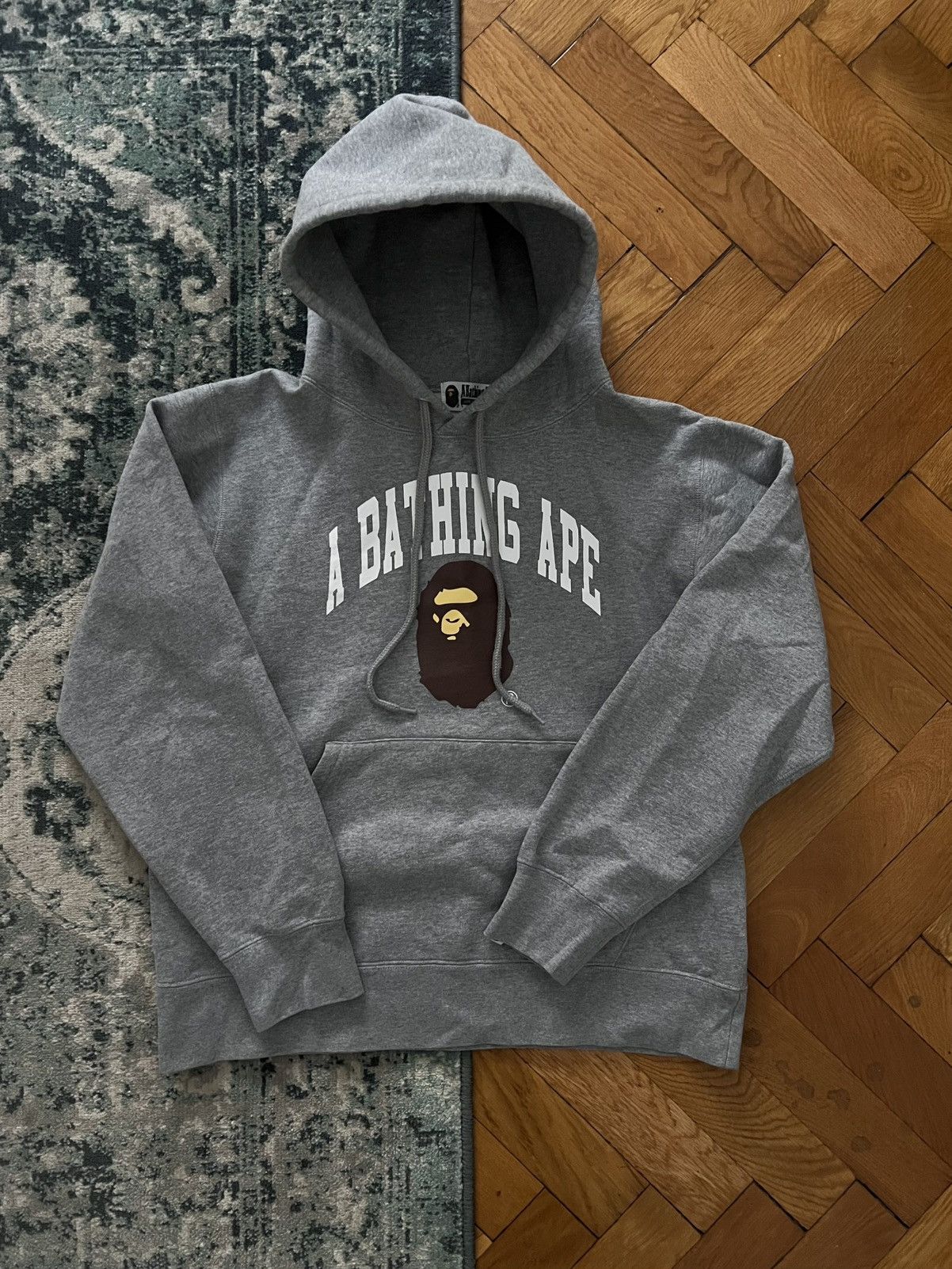 Bape Gray Hoodie Spellout
