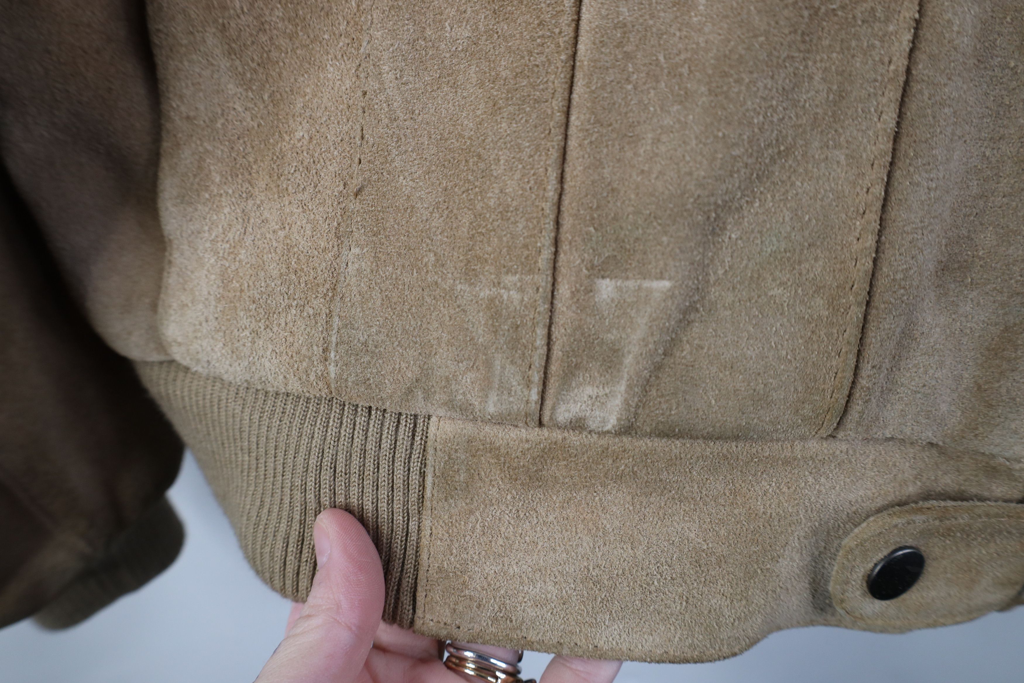 Vintage Vintage 70s Fleece Lined Suede Leather Bomber Jacket Beige Size US XXL / EU 58 / 5 - 6 Thumbnail