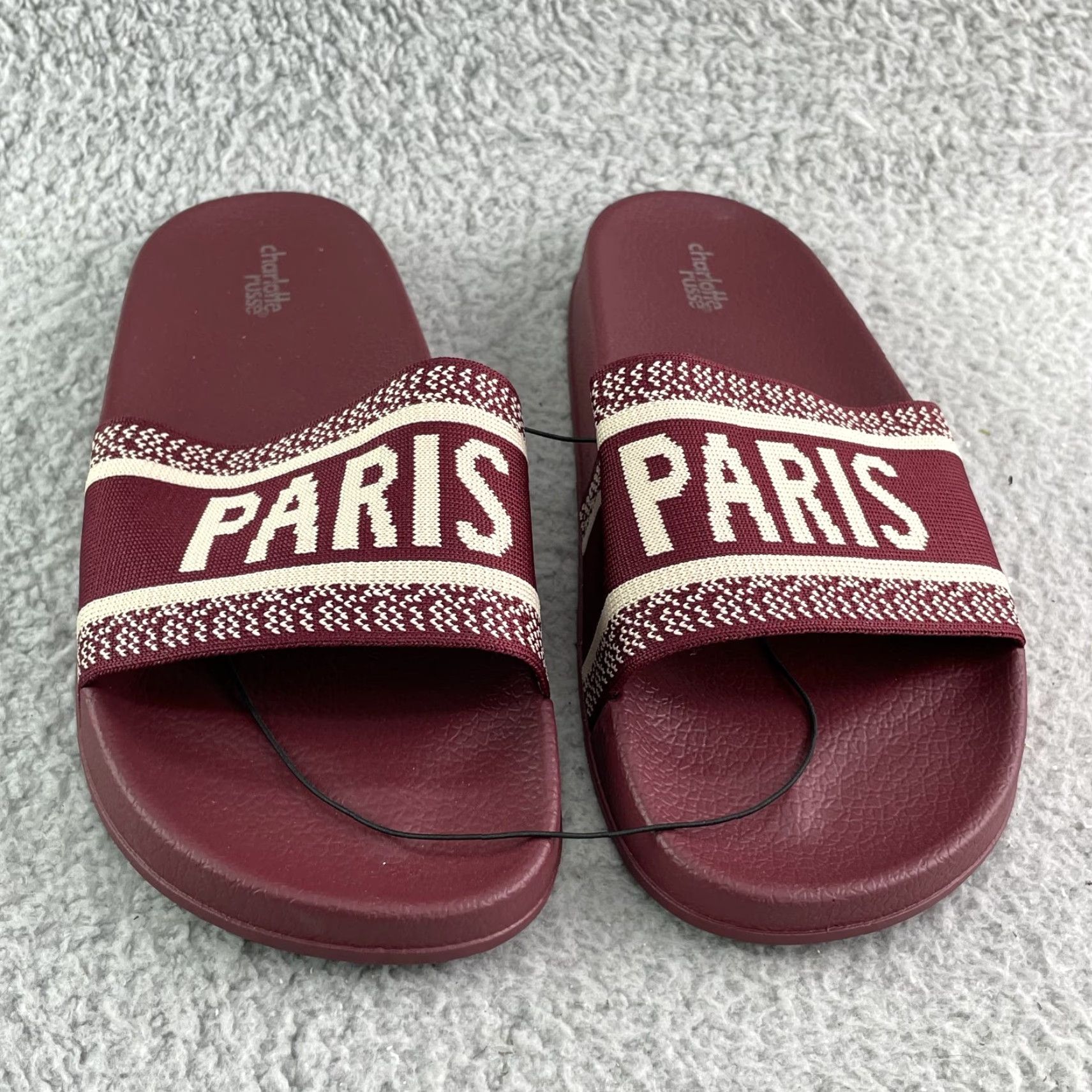 Vintage Charlotte Russe Paris Slides Womens 10 Burgundy Luxury Sandal Beach Glam Resort Size US 10 / IT 40 - 3 Thumbnail