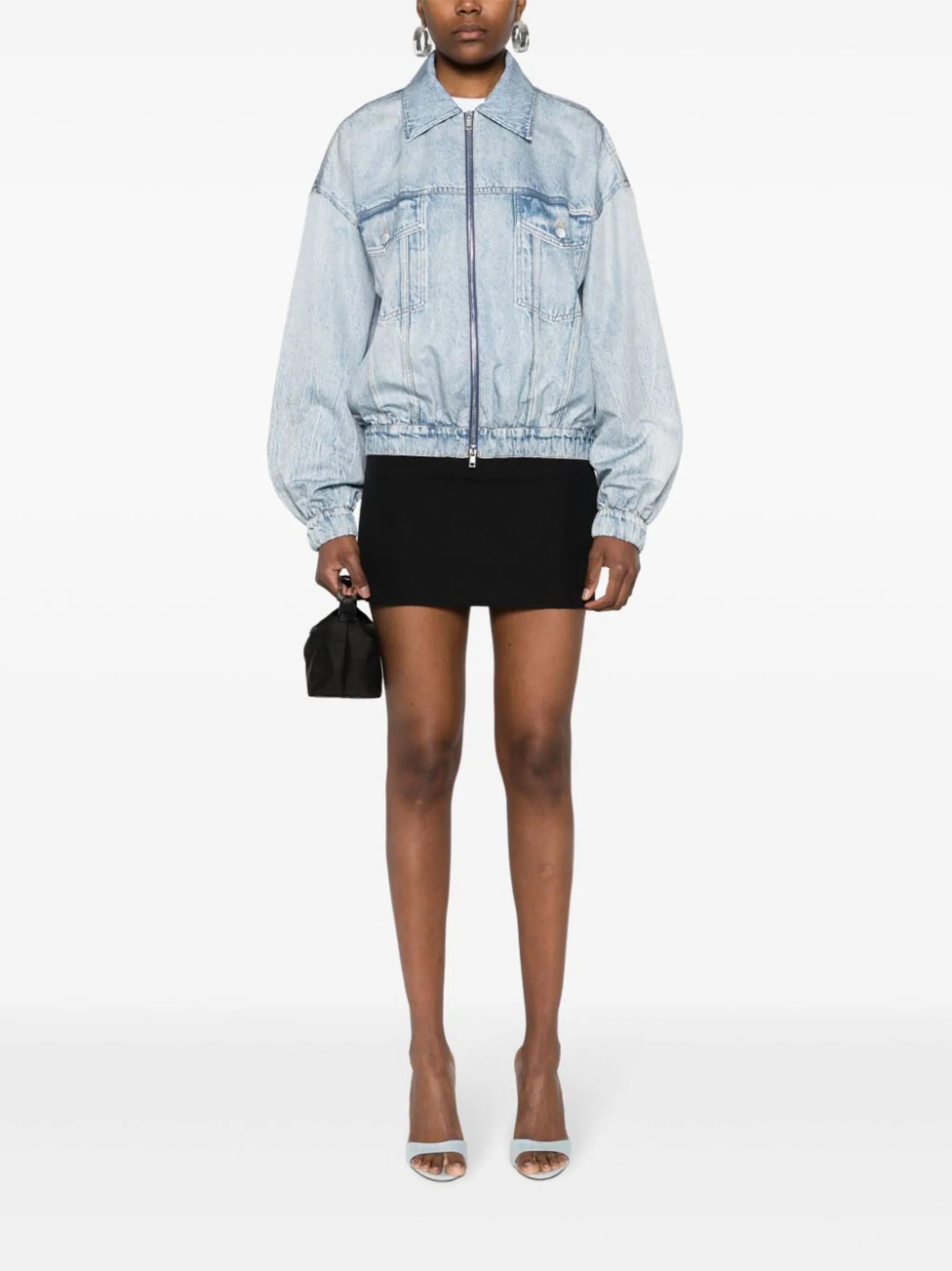Alexander Wang o1s22i1n0225 Oversized Trompe Denim Jacket in Light Blue Size XXS / US 00 / IT 34 - 2 Thumbnail