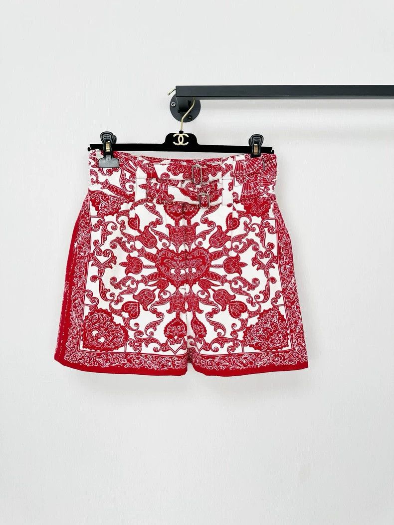 Dior Red Embossed Shorts Size 38-dmc