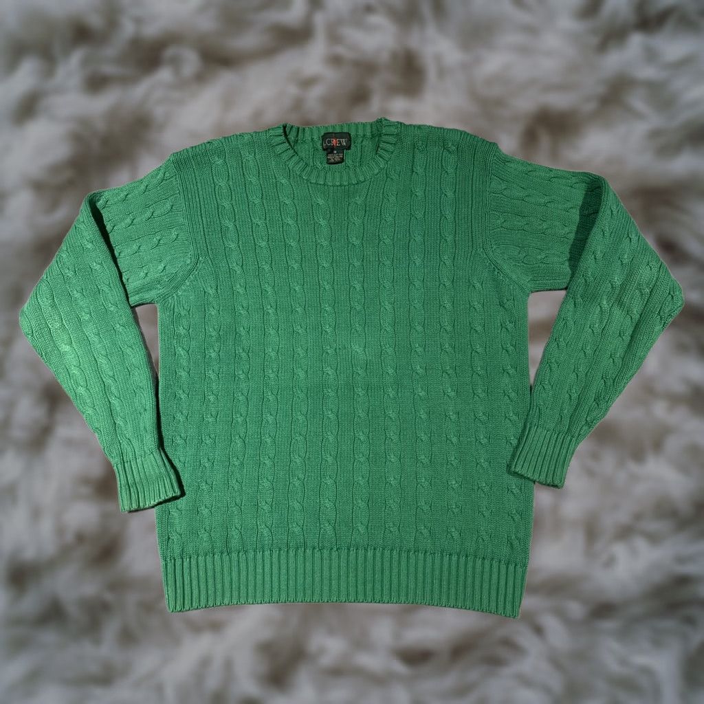 J.Crew VINTAGE J.CREW Oarsman Sweater Men's XL Green Heavyweight Cable-Knit Crewneck Fisherman Pullover 90s Grunge Outdoor Classics Mens Size US XL / EU 56 / 4 - 1 Thumbnail