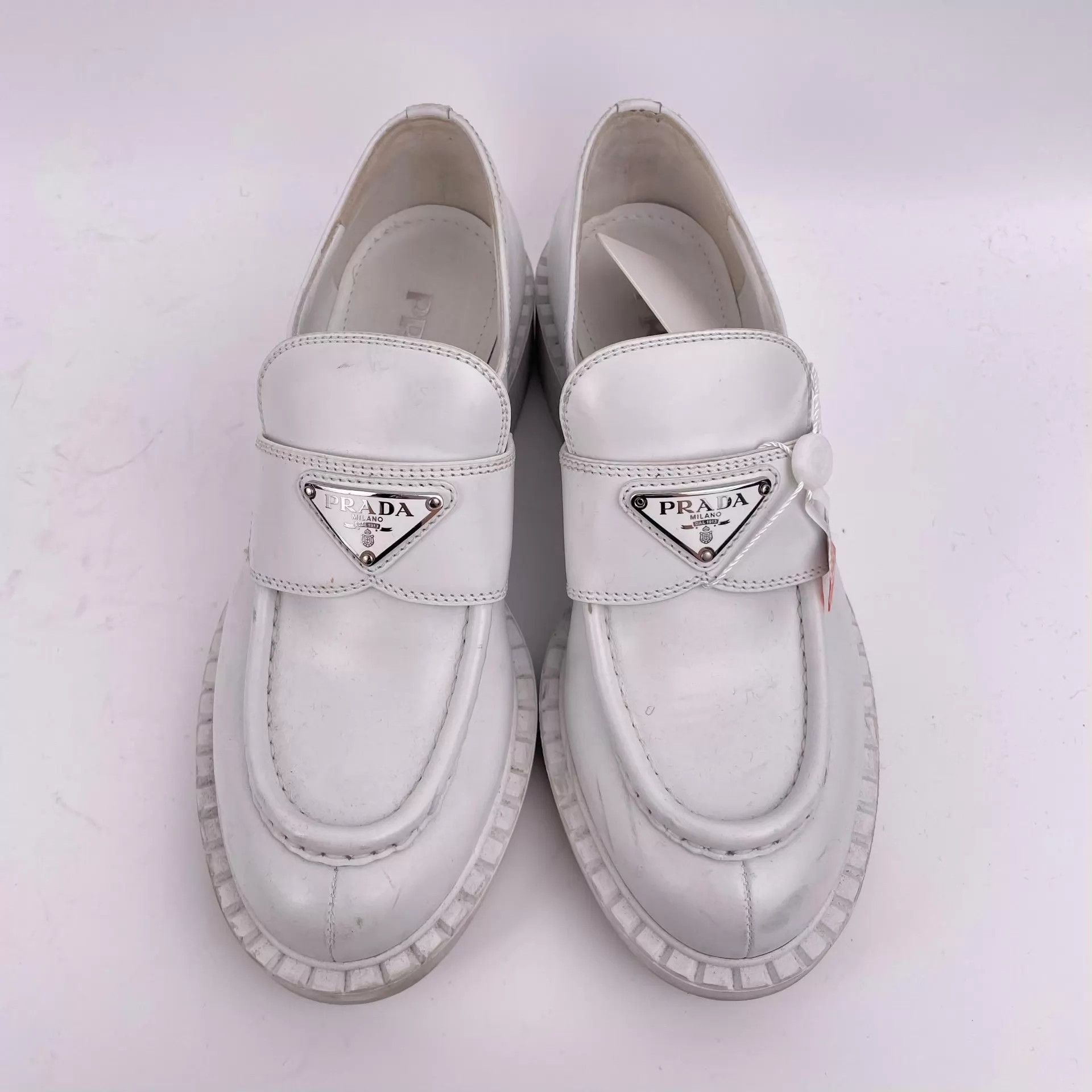 Prada Prada Women's White Chocolate Glossy Logo Loafer Size US 6.5 / IT 36.5 - 1 Thumbnail