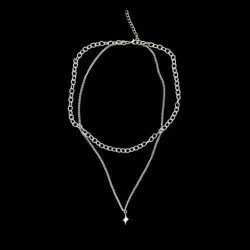Jewelry Star Chain Necklace Punk Gothic Chrome Rock Size ONE SIZE - 5 Thumbnail
