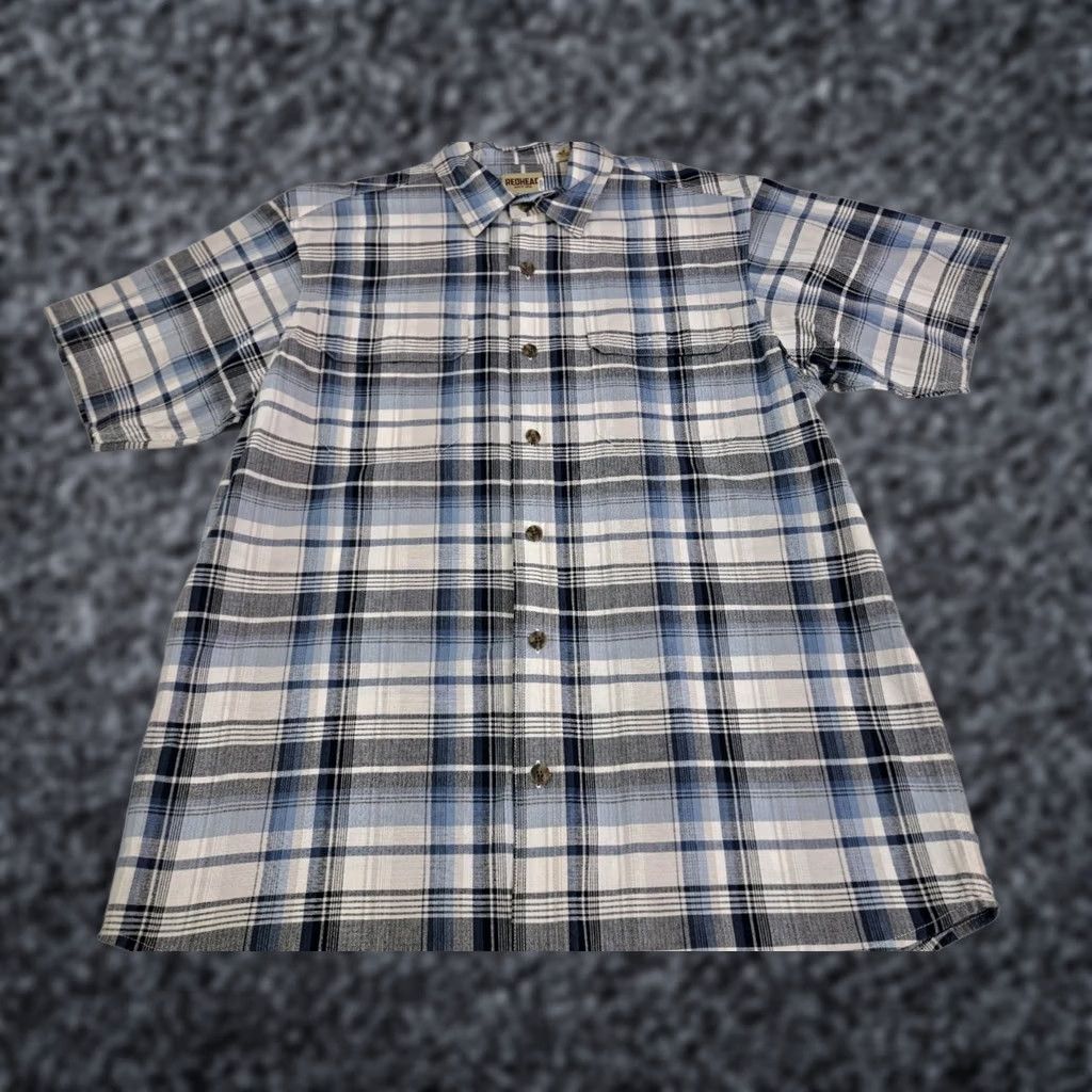 Vintage Red Head Mens Plaid Button Up Shirt Size Large Blue/Grey Short Sleeve C #7262 Size US L / EU 52-54 / 3 - 1 Thumbnail