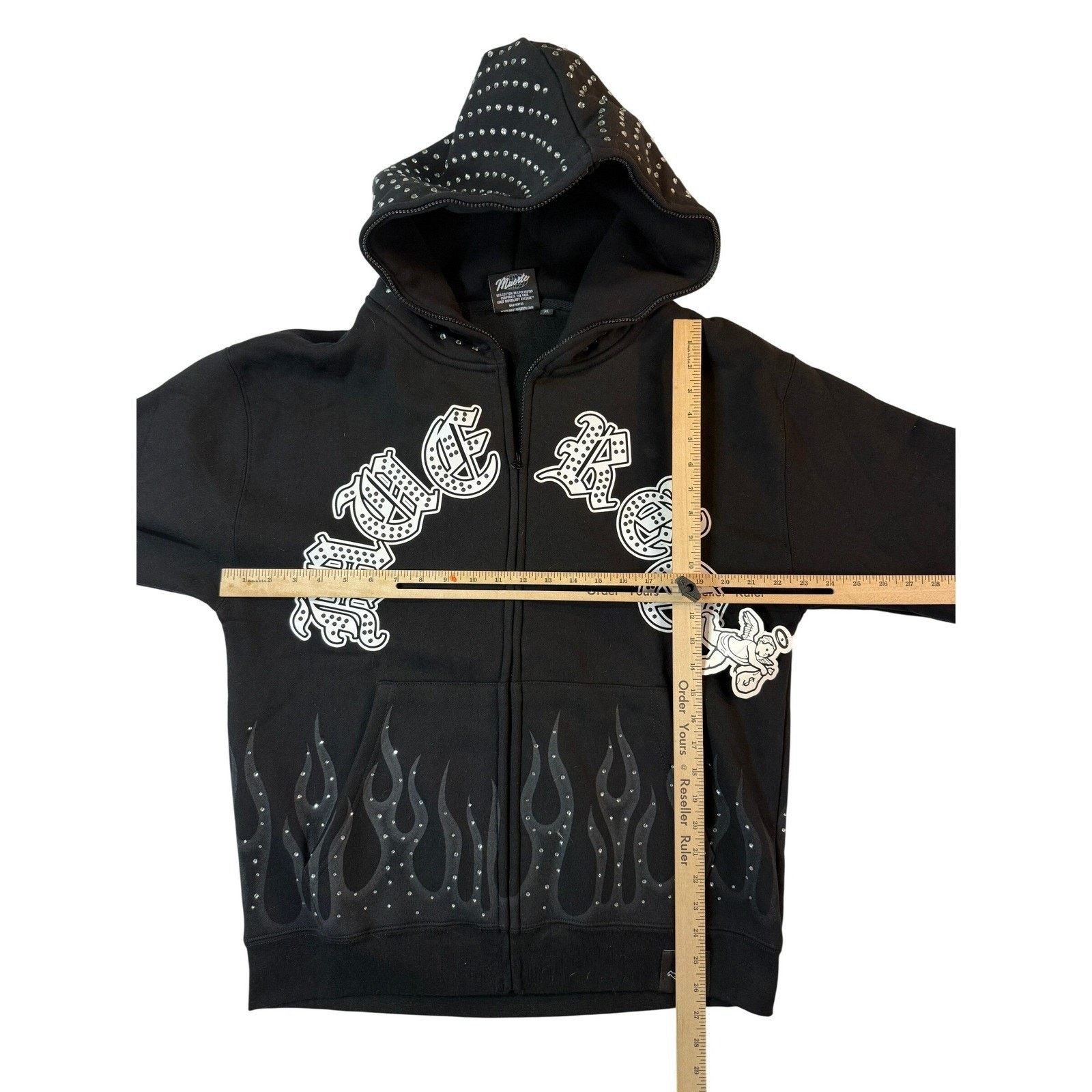 & Other Stories Hasta Muerte Hoodie Mens XL Rhinestone Hood Streetwear Size US XL / EU 56 / 4 - 7 Thumbnail