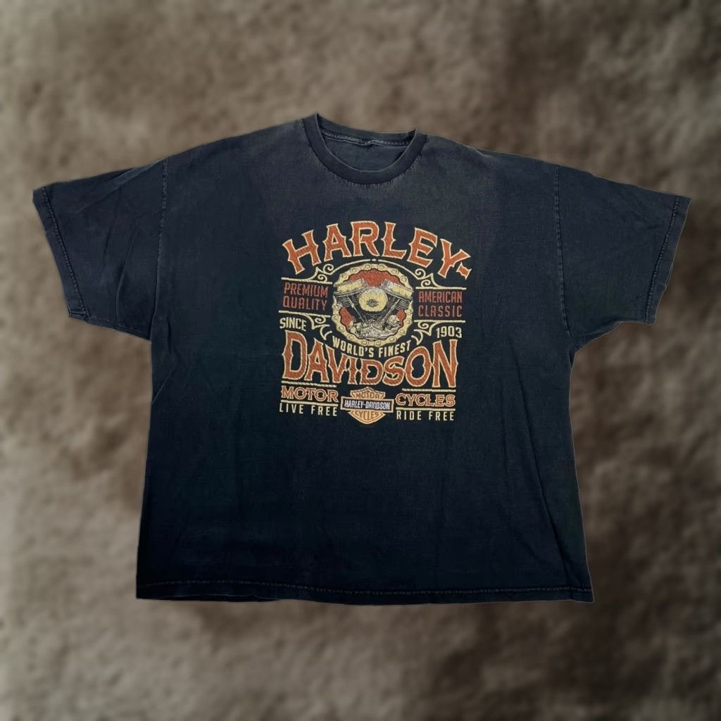 Harley Davidson VINTAGE Harley-Davidson T-Shirt 2XL Black Cotton Crew Neck Short Sleeve Men California 90s Biker Motorcycle Skull Logo Classic Size US XXL / EU 58 / 5 - 1 Thumbnail