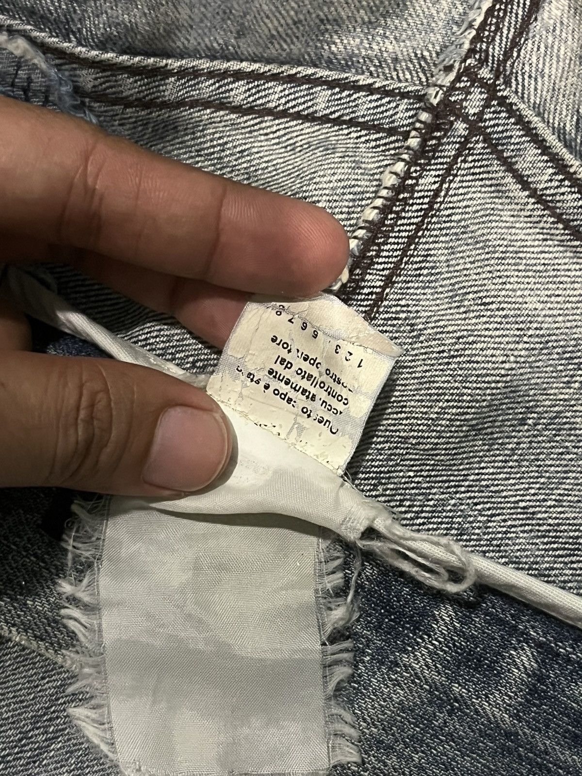 Dolce & Gabbana Y2K Dolce & Gabbana Distressed Sashiko Style Faded Blue Jean Size US 35 - 21 Thumbnail