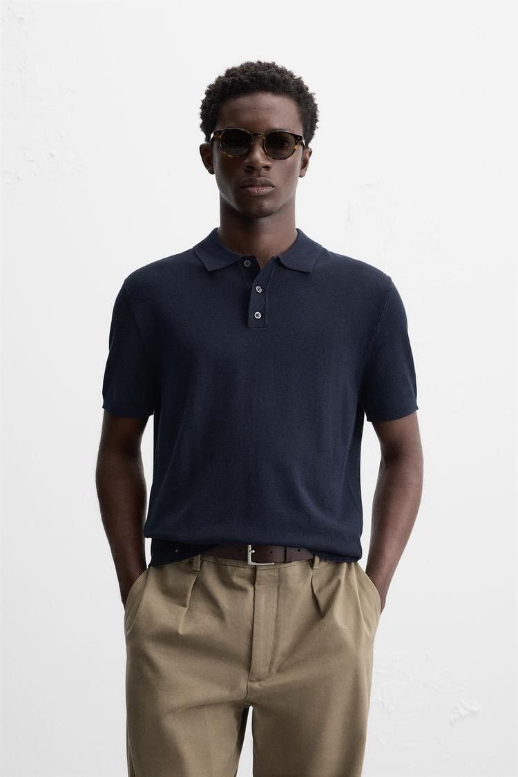 Designer × Vintage × Zara Zara KNIT POLO SHIRT Size US L / EU 52-54 / 3 - 7 Thumbnail