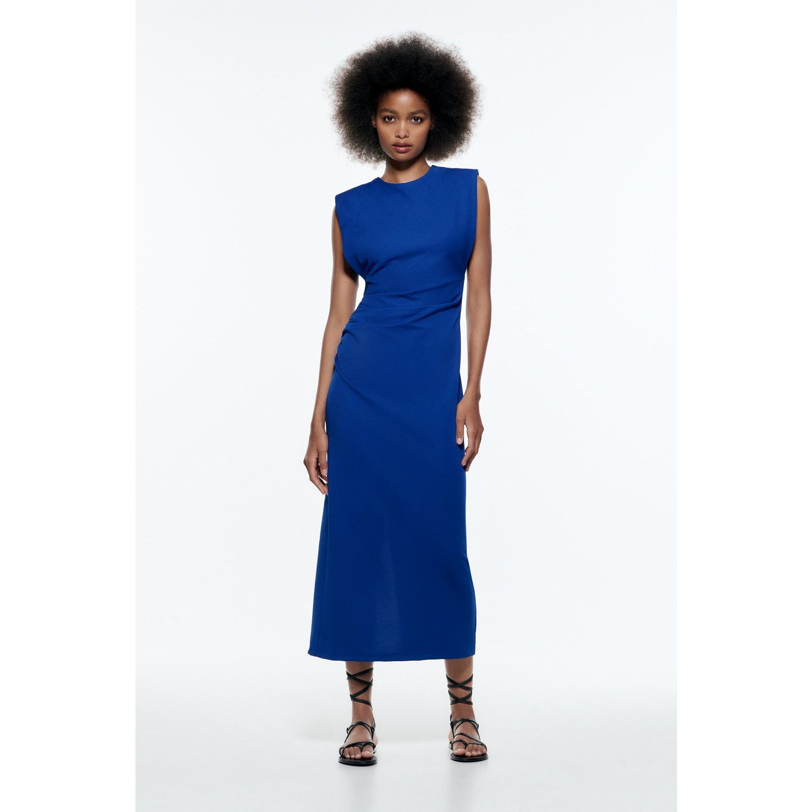 Zara ZARA Blue Shoulder Pad Midi Dress NWT Size M / US 6-8 / IT 42-44 - 13 Thumbnail